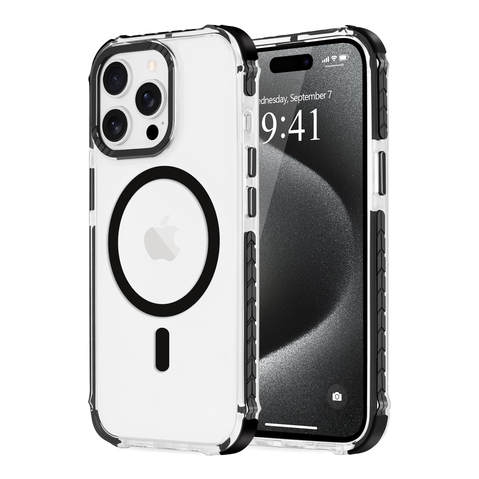 LLZ.COQUE Magnetic for iPhone 15 Pro Max Case, Compatible with Magsafe, Bumper Protective Cover, Slim Shockproof Anti-Scratch Transparent Men Women