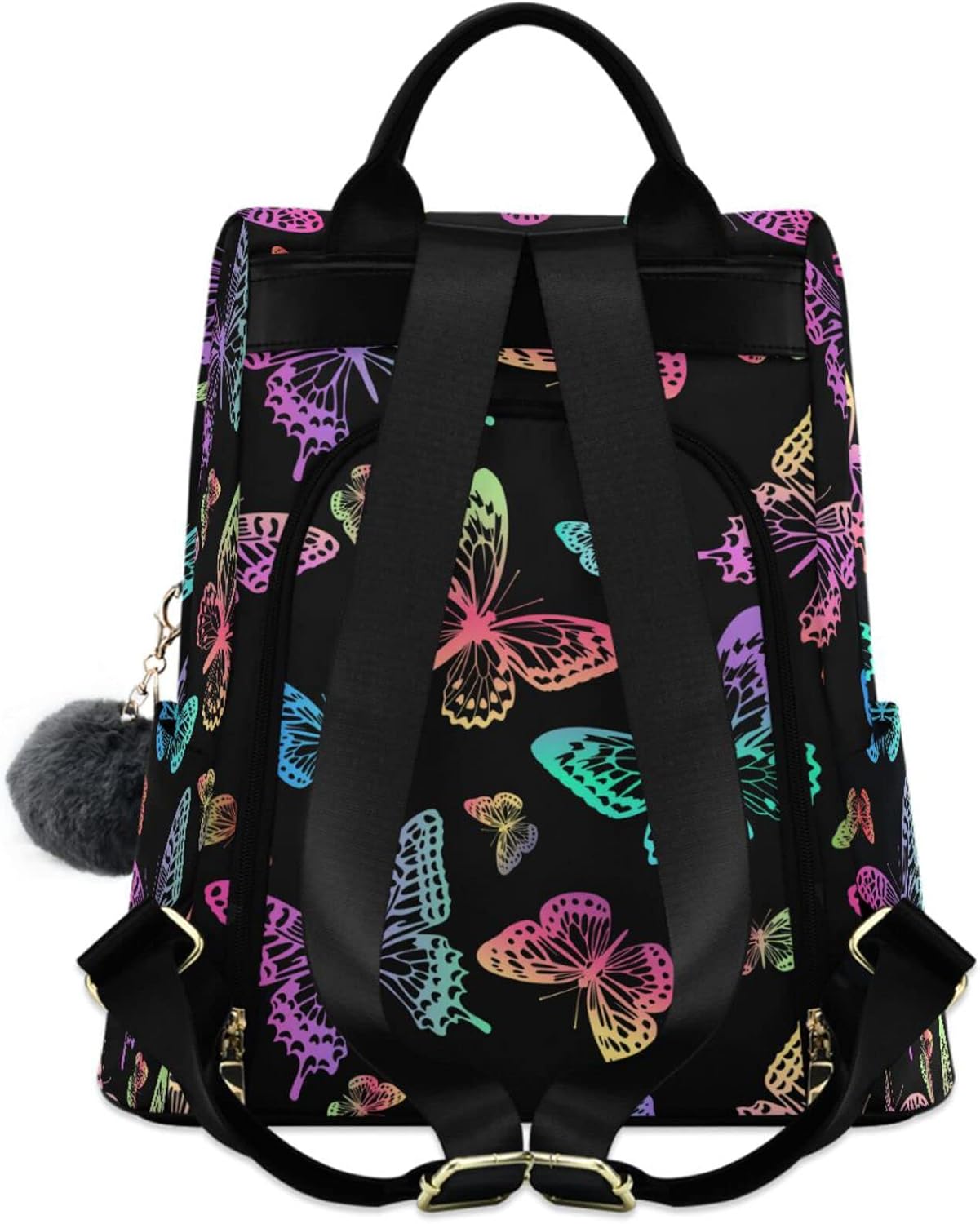 MNSRUU Women Backpack Purse Black Butterflies Backpack for Women Anti-theft Shoulder Bag Carry On Backpack Lightweight Rucksack Fashion Travel Ladies Bags - Image 2