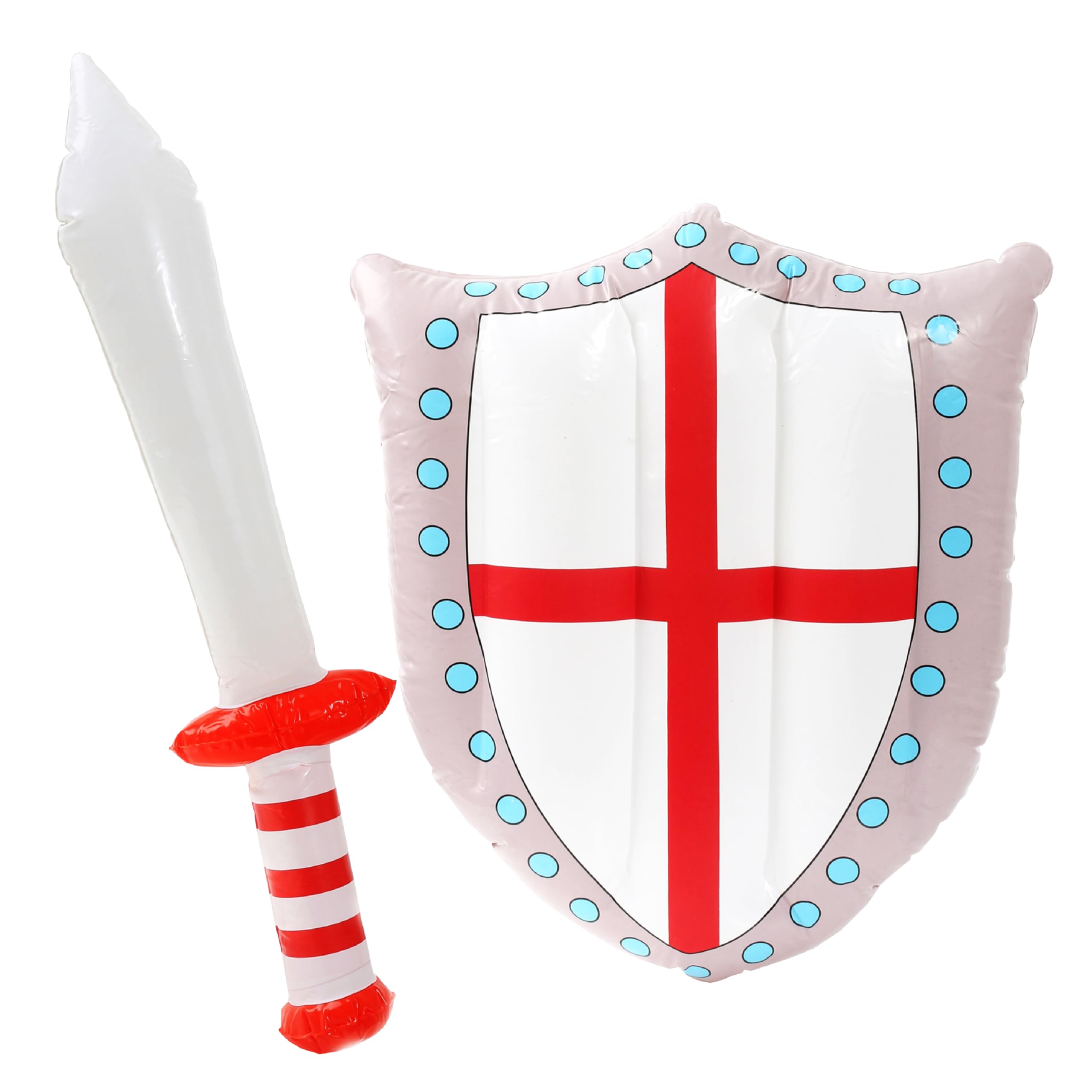St George's Day Inflatables - English Flag Inflatable Shield + Red and White Inflatable Sword - England National Day Fancy Dress Sports Supporters Accessory Set - Pack Of 1 โ image 1