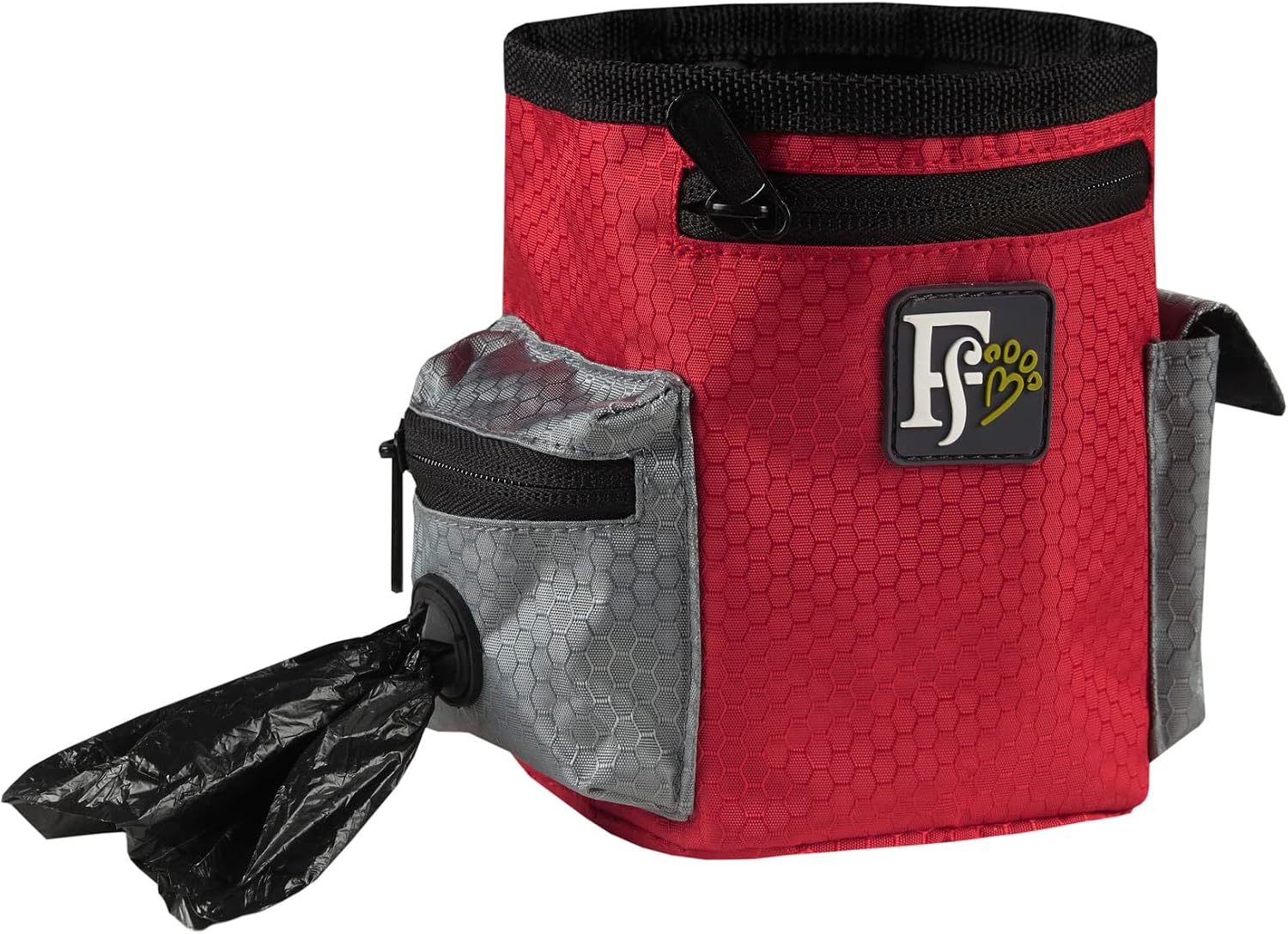 Friends Forever Dog Treat Pouch for Pet Training, Hands-Free Dog Training Treat Pouch w/Belt Clip, Dog Treat Holder with Poop Bag Dispenser, Treat Bag w/Side Pocket, Jumpi Red