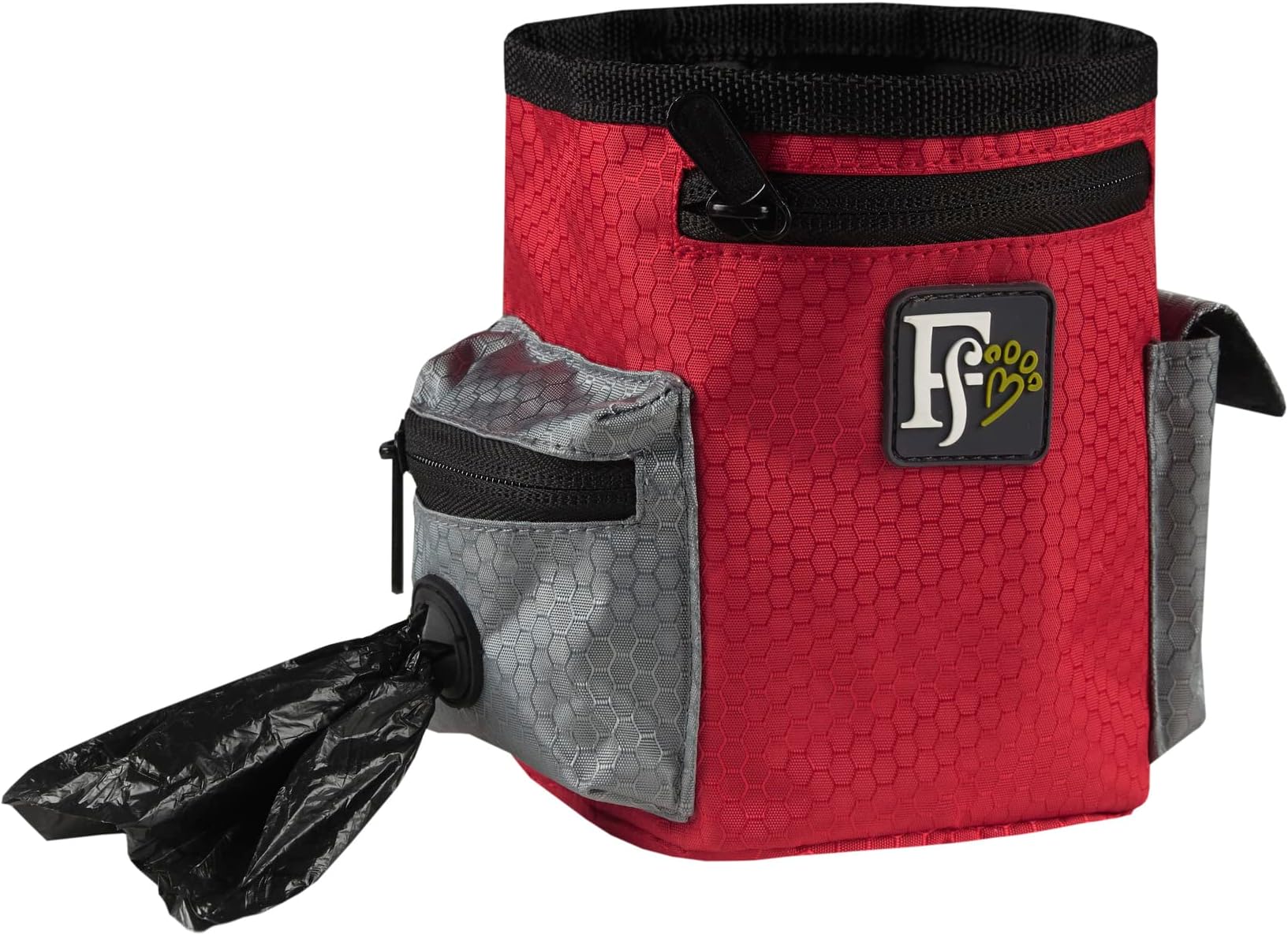 Friends Forever Dog Treat Pouch for Pet Training, Hands-Free Dog Training Treat Pouch w/Belt Clip, Dog Treat Holder with Poop Bag Dispenser, Treat Bag w/Side Pocket, Jumpi Red