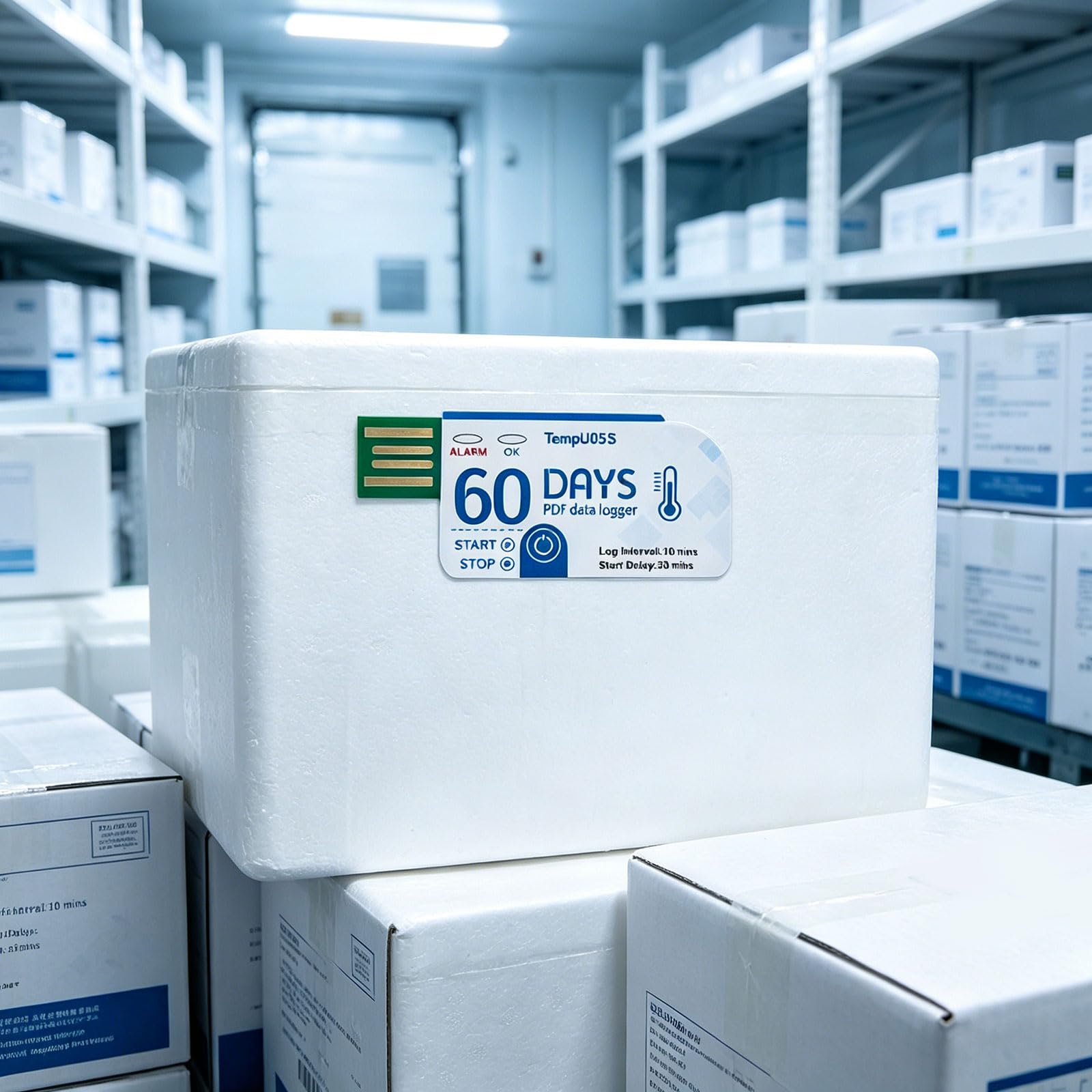 Registratore dati temperatura USB con 10000 punti Registratore temperatura monouso per 60 giorni per registratori stoccaggio e trasporto Registratore monouso della catena del freddo