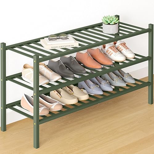 Miniatura 62 de Smiry Zapatero de bambú para clóset, organizador de zapatos apilable de 4 niveles largo de madera, estante de almacenamiento de zapatos Negro