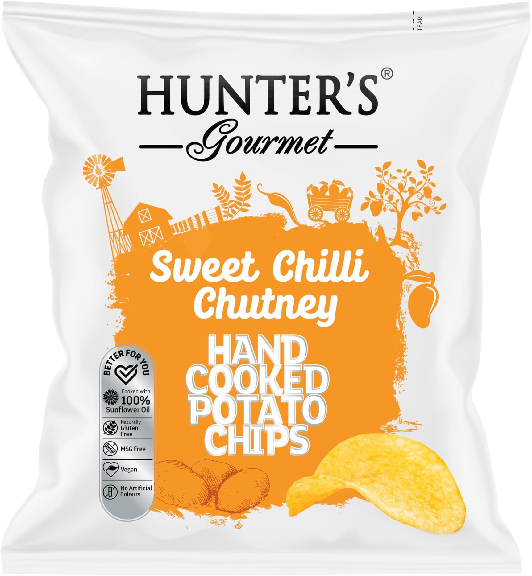 Hunter's Gourmet Sweet Chilli Chutney Hand Cooked Potato Chips 40g