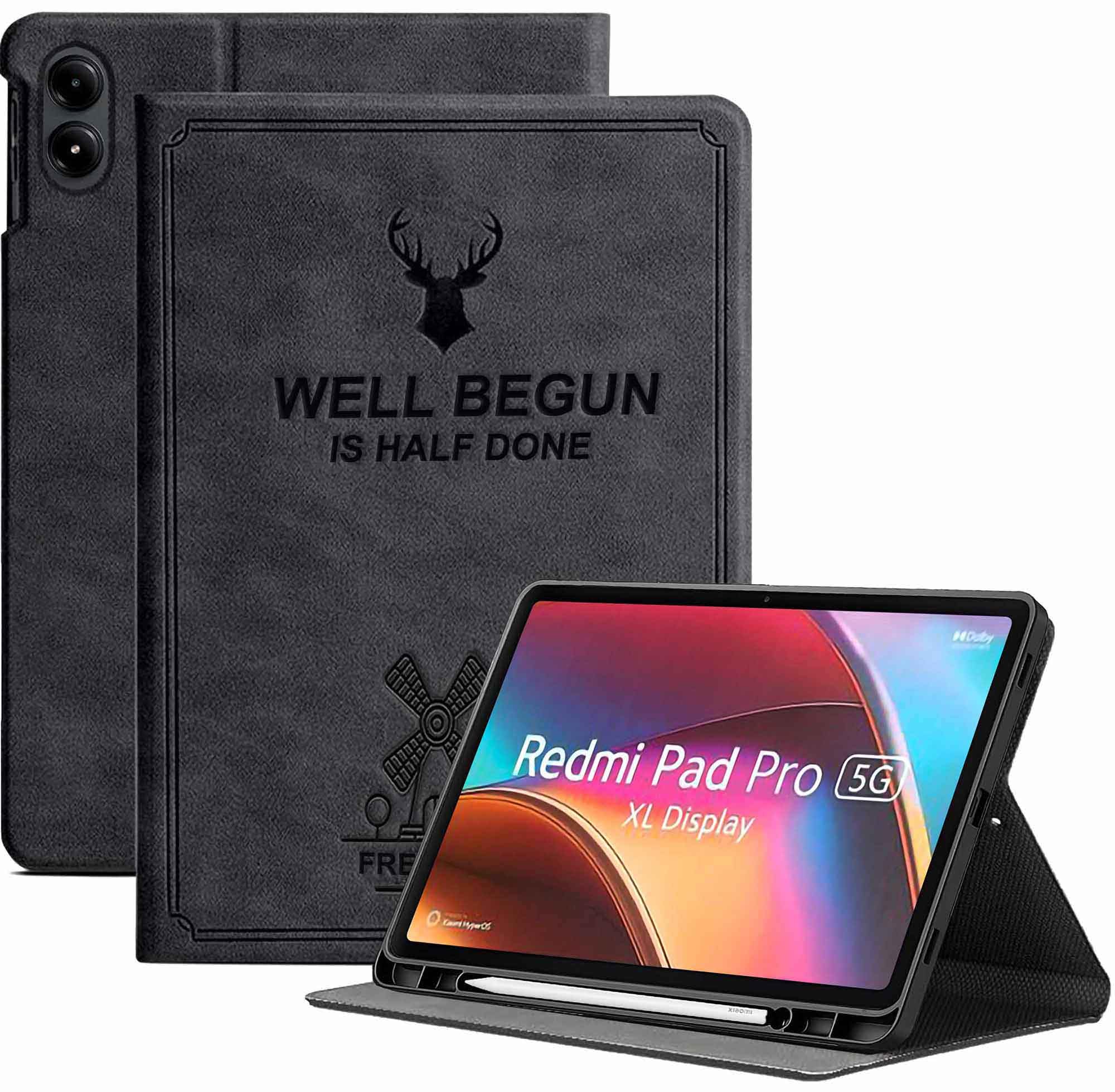 Amazon Basics Case Cover for Redmi Pad Pro 12.1 inch Case, Deer Flip case Cover for Redmi Pad Pro 12.1 inch with Pen Holder [Auto Sleep Wake Feature], Black-image-20