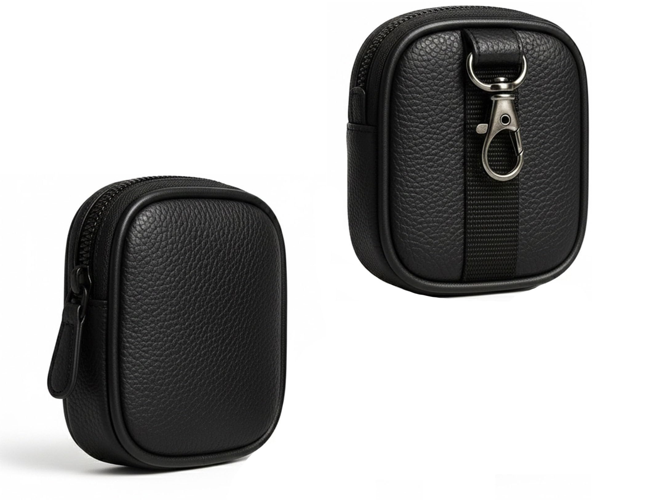 AJM PU Leather Universal Zipper Pouch with Metal Hook Storage Case Compatible with Most Boat Airdopes, Noise, Boult, OnePlus, Realme, JBL, Oppo, Vivo & Other TWS Earbuds (Black)-image-14