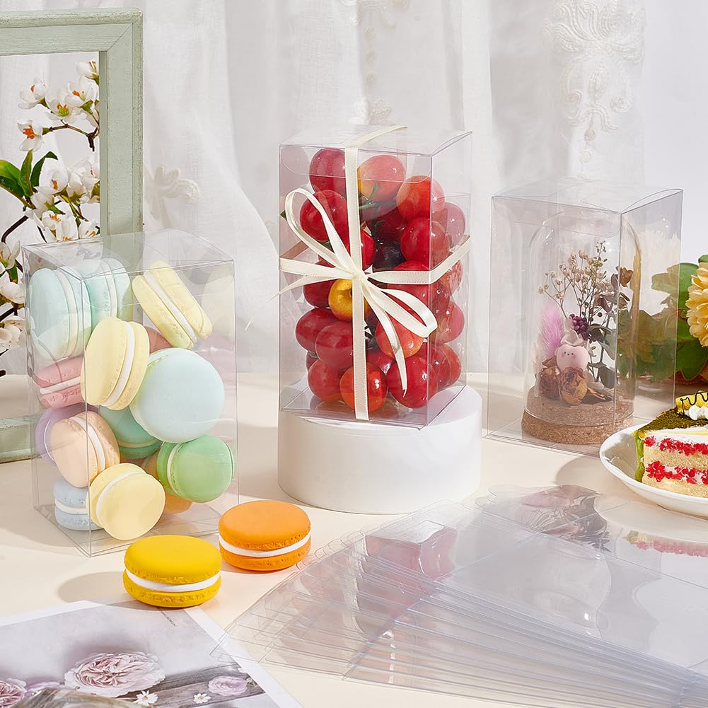 BENECREAT Scatole per Confezioni Regalo Trasparenti 10PCS Scatole per Bomboniere in Pet Quadrate da 10x10x10 cm/3.93x3.93x3.93 con Pellicola Protettiva per Souvenir di Nozze