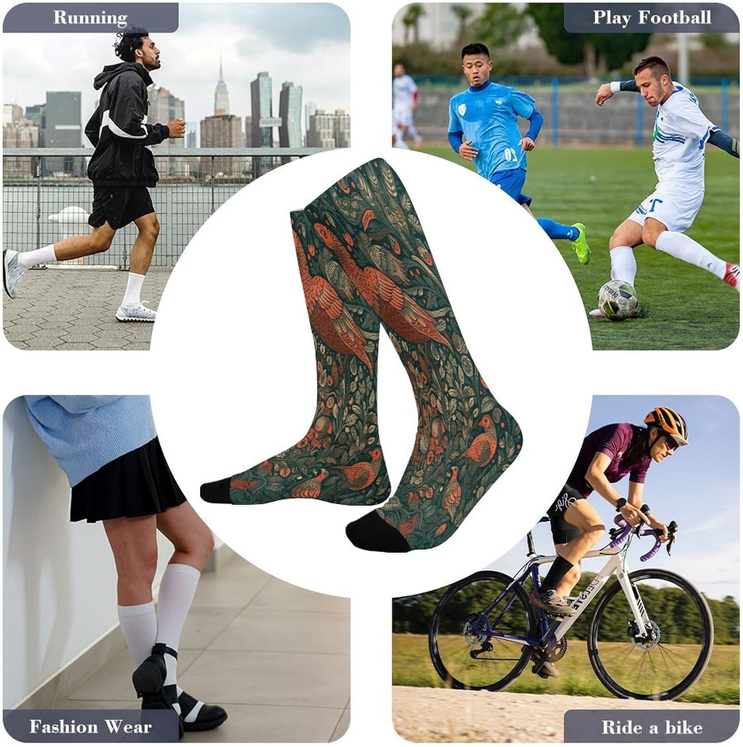 Animals And Trees Crew Socks Calf Socks Athletic Crew Sock