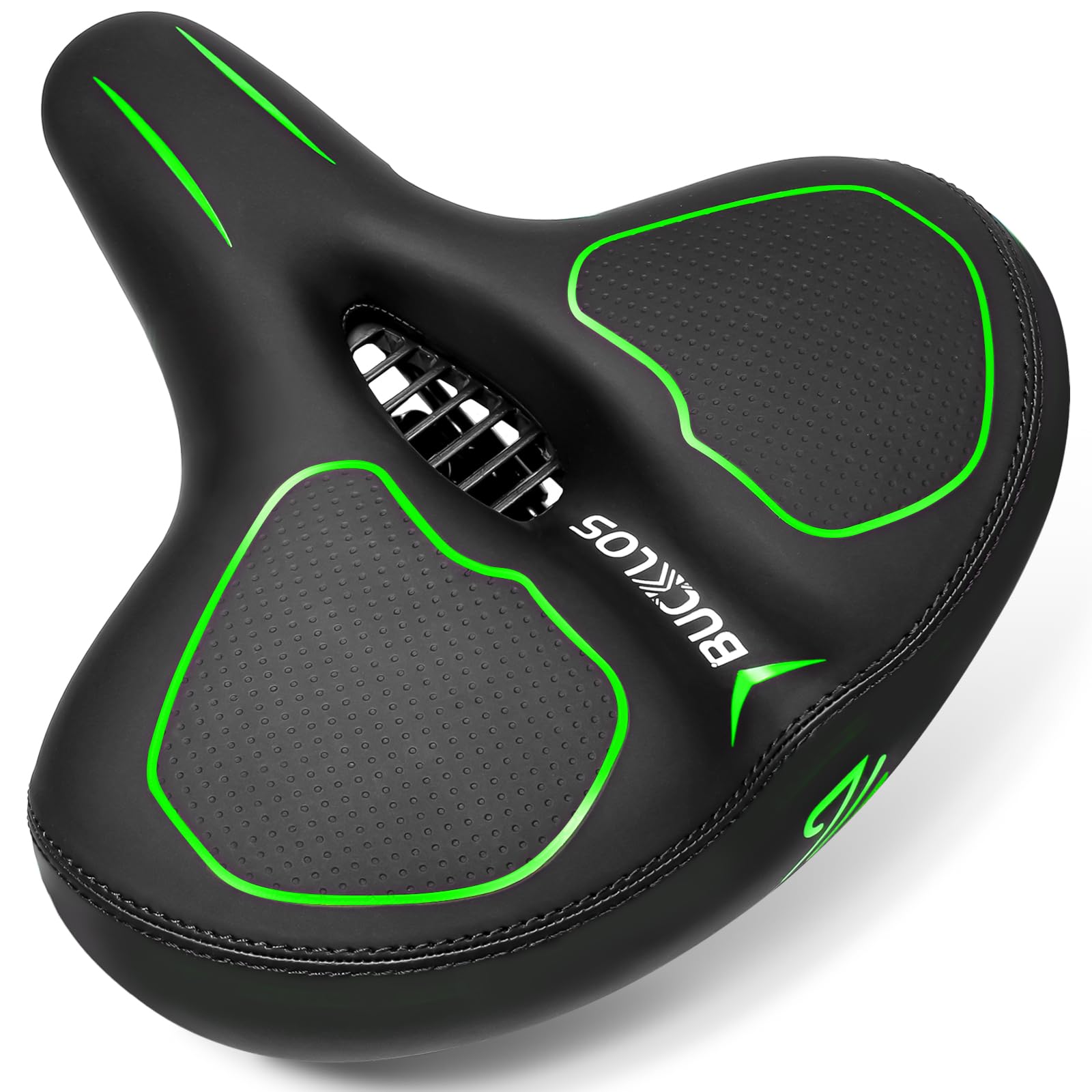 AEYINO Oversized Bike Seat,Comfortable Wide Bicycle Saddle for Women Men with Waterproof Soft Replacement Cushion for MTB,Peloton,Mountain,City,Road,Exercise