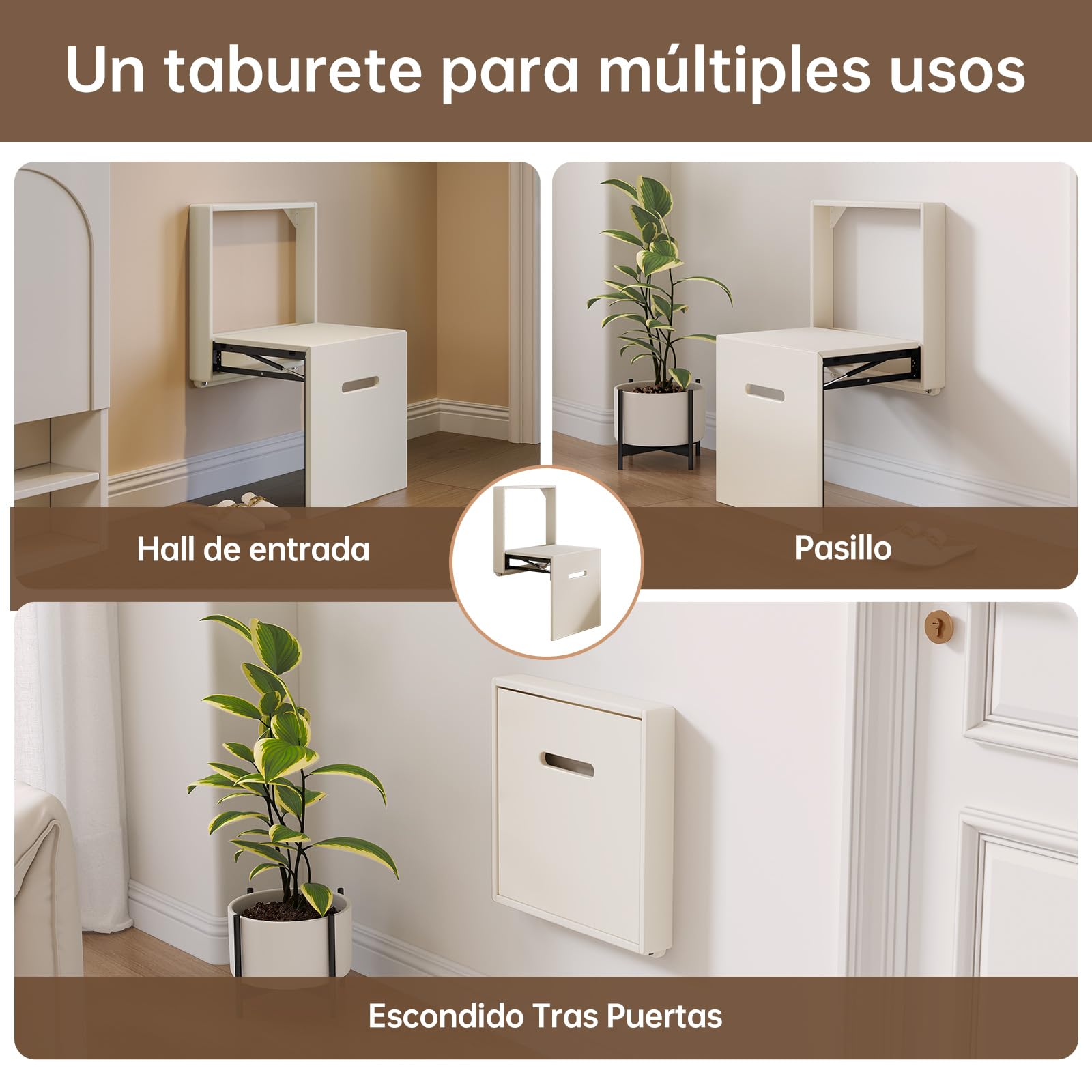 Miuuod Silla Plegable montada en la Pared de Pulgadas de Ancho, Taburete para Cambiar Zapatos, reposapiés para Puerta, Taburete Plegable para Colgar balcón, taburetes de Pared Ocultos Que