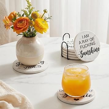 Funny Coasters with Holder Cool Gag Gifts for Adult Women Barsys Humorous