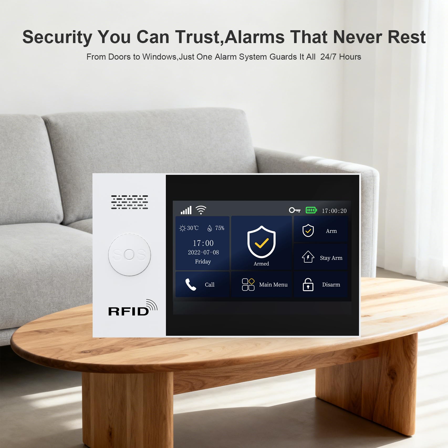 PGST Sistema de Alarma Doméstica Inalámbrico,Sistema de Vigilancia Profesional DIY Extensible,Sensores de Puerta/Ventana,Detector de Movimiento (A107F-EU-F)