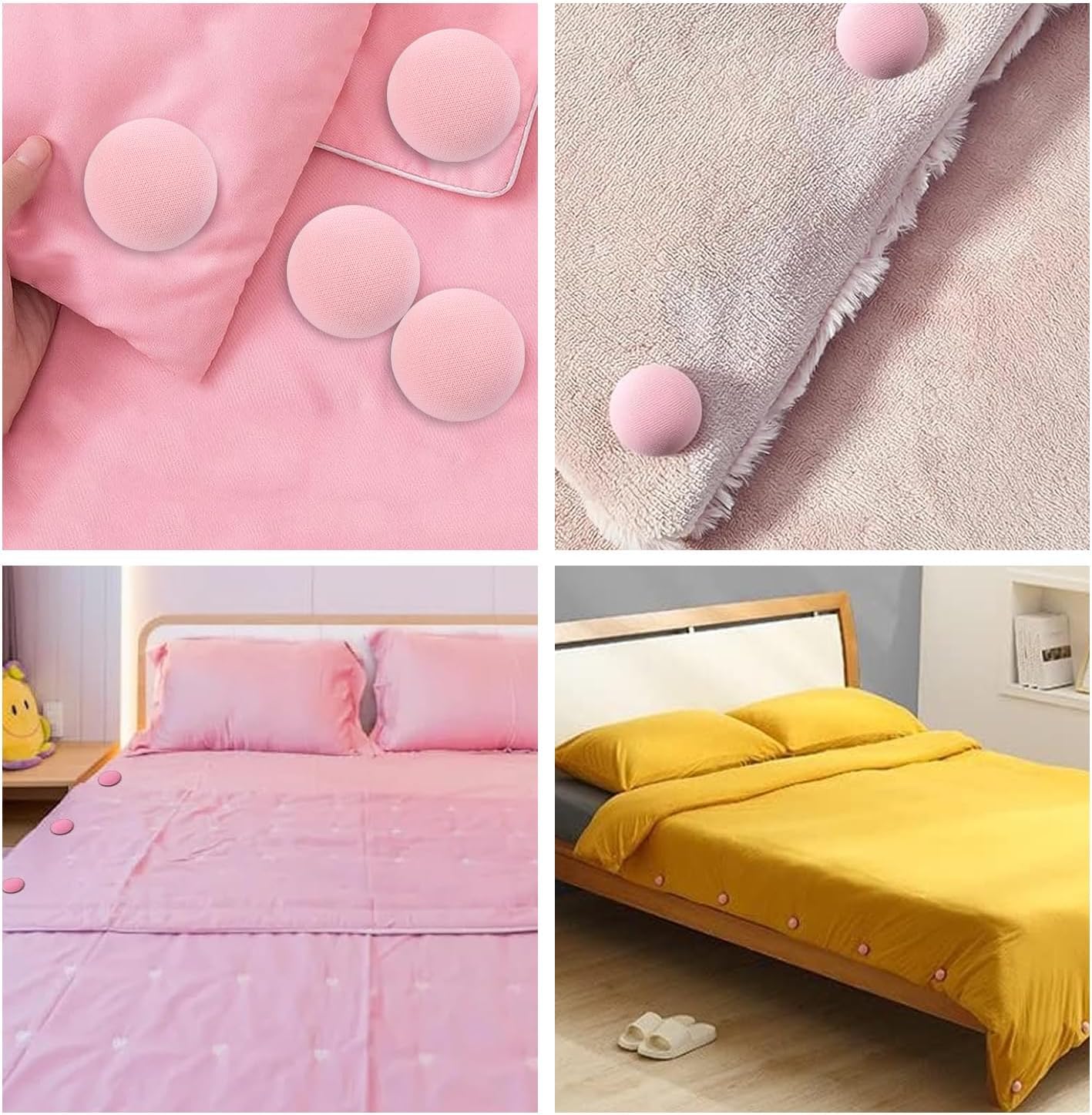 FOMQUAZLI Mushroom Blanket Clips, Non-Slip Duvet Cover Fasteners, Quilt Holders, Comforter Clips, One-Key Unlock Bedding Accessories, Random Colour, Pack of 8 2