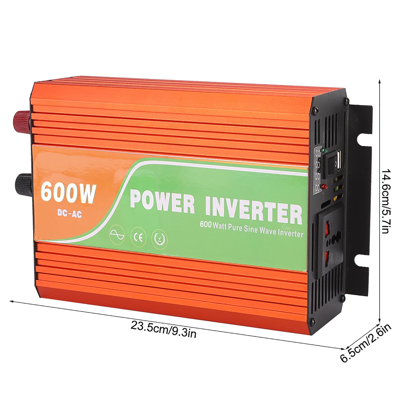 Inverter a Onda Sinusoidale Ad Alta Potenza da 600 W, Silenzioso e Privo di Inquinamento, Ideale per L'uso Domestico Quotidiano, Materiale in Alluminio Resistente, 1 unità (24 V)
