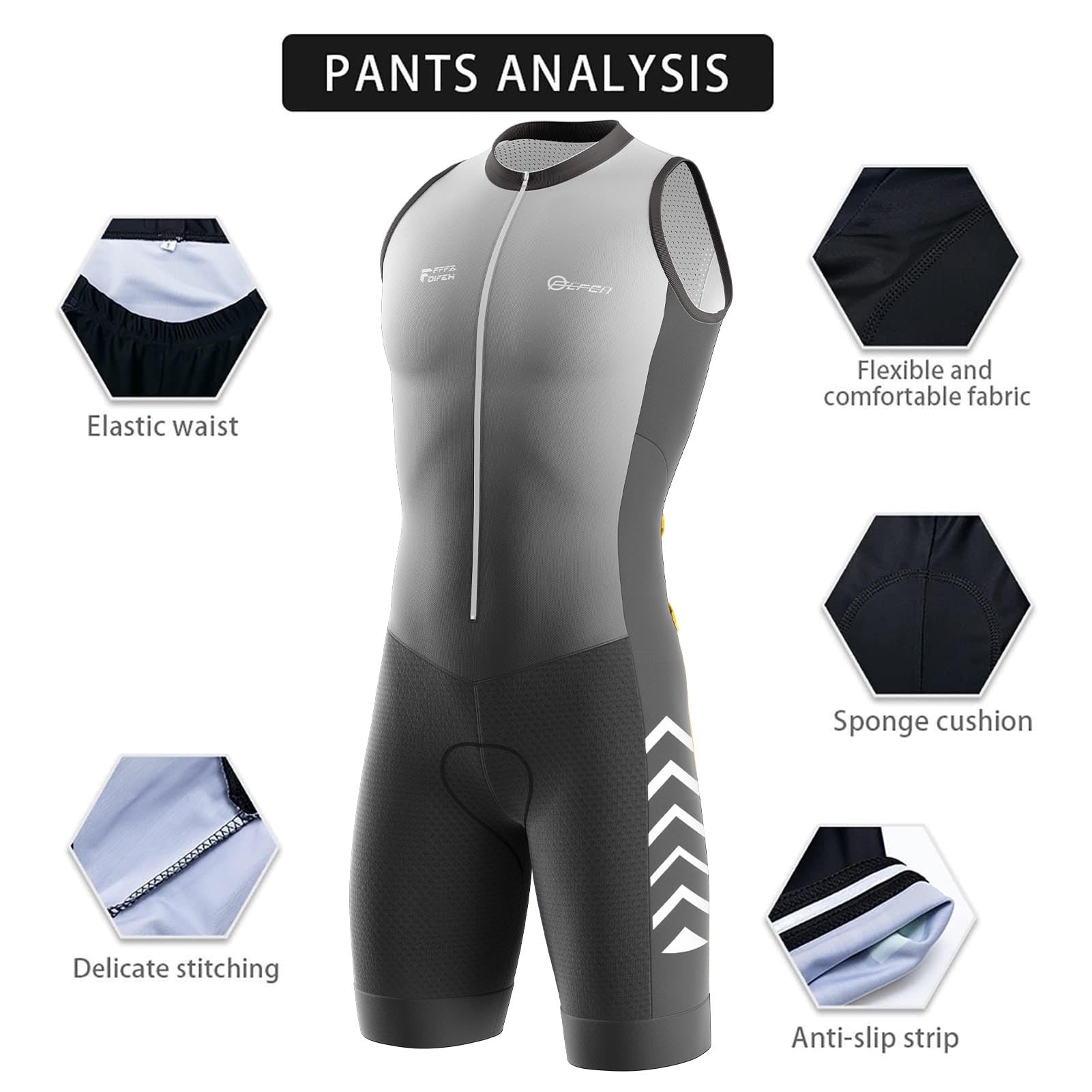 Summer Cycling Skinsuit Triatlón for Hombres, 2024 Traje de Ciclismo Acolchado de una Pieza para Hombre, Pro Manga Corta Traje de Ciclismo, MTB Mono Bueno para Correr