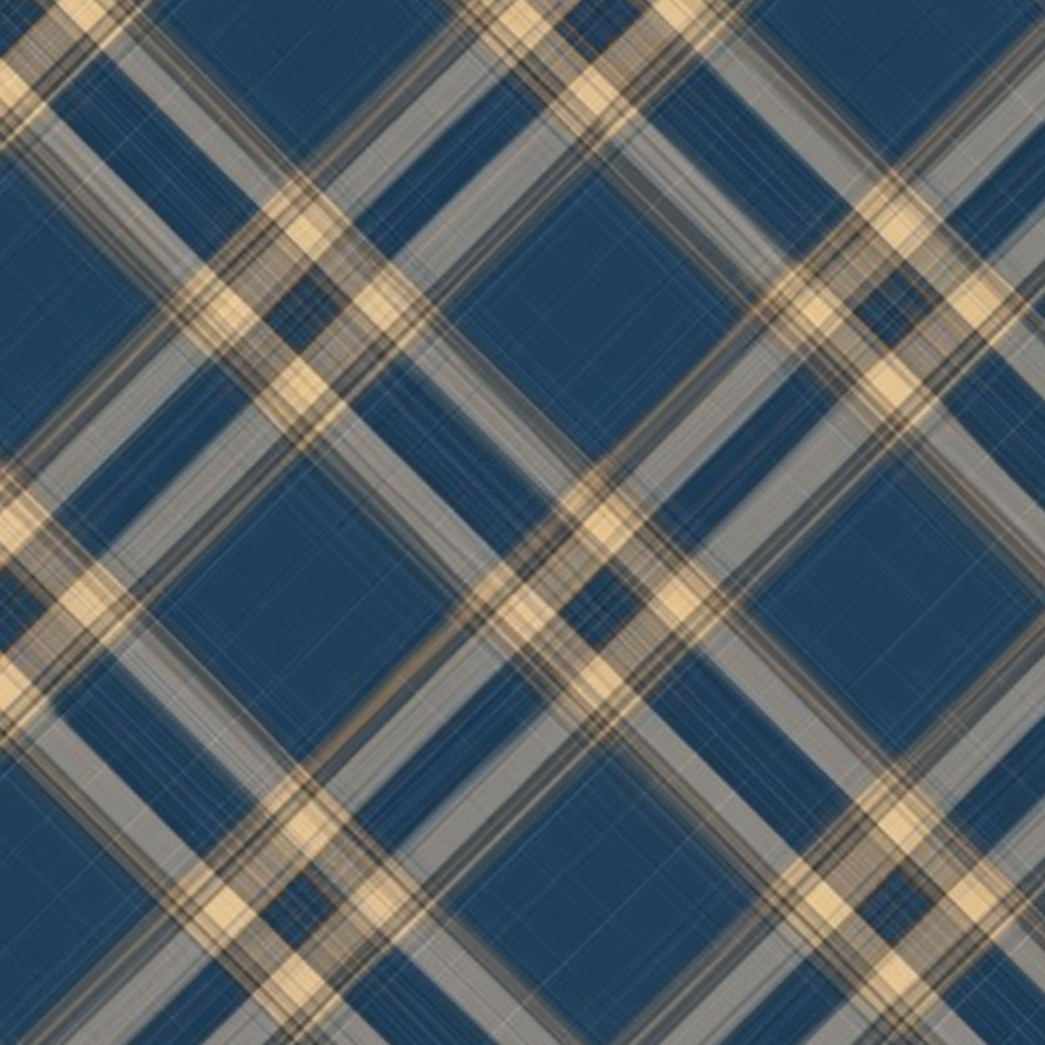 DERUINVAIO Self Adhesive Feature Removable Navy Blue Beige Plaid Seamless Diagonal Checkered Peel and Stick Vinyl Wallpaper Roll, Sticky Lining Paper for Bedroom, Living Room, Kitchen Walls