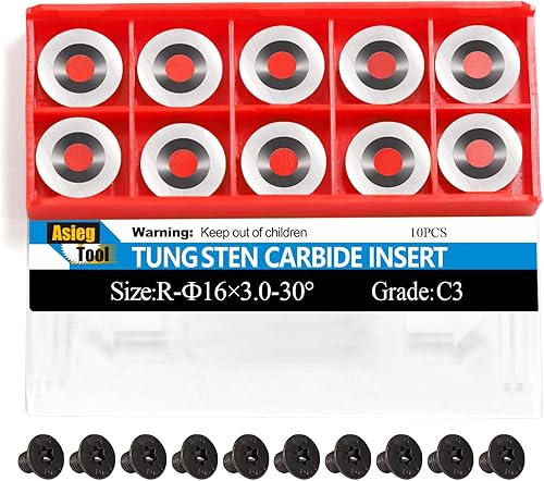 Asieg Tool Ci0 - Cortadores redondos de carburo de 0.63 pulgadas (0.630 in), cuchillas de repuesto indexables con tornillos para tamaño completo y