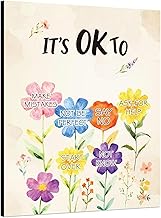 BikanaArt Motivational Floral Wall Art Inspirational Positive Quotes Poster It’s OK To Make Mistakes Not Be Perfect Say No Start Over Not Know Ask for Help Home Office Bedroom Living Room Study Kids Decor Modern Typography Set of 1