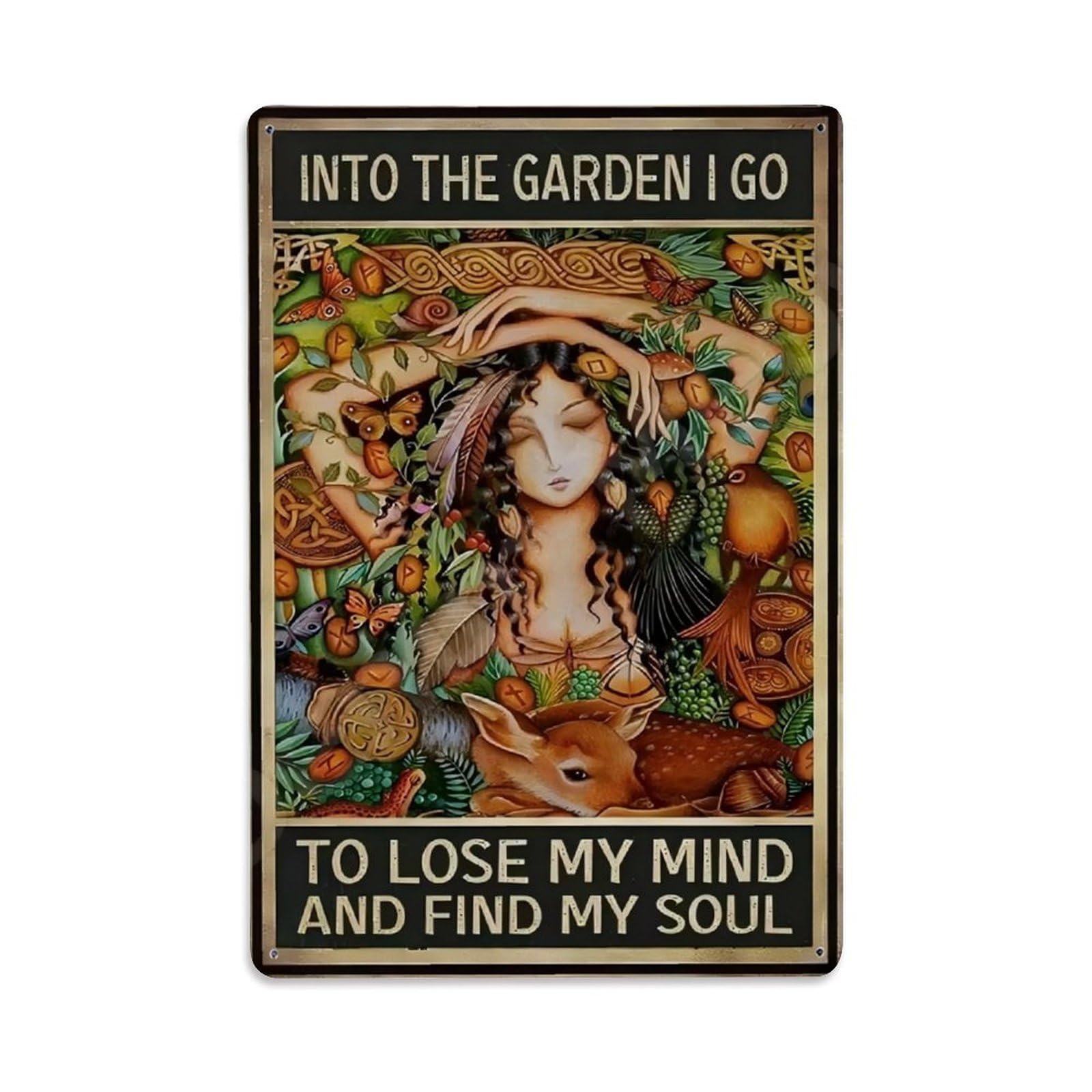 Garden Witch Nature Wall Sign Vintage Aluminium Metal Sign, Retro Wall Decor for Home, Bar, Garage & Farmhouse 30x20cm