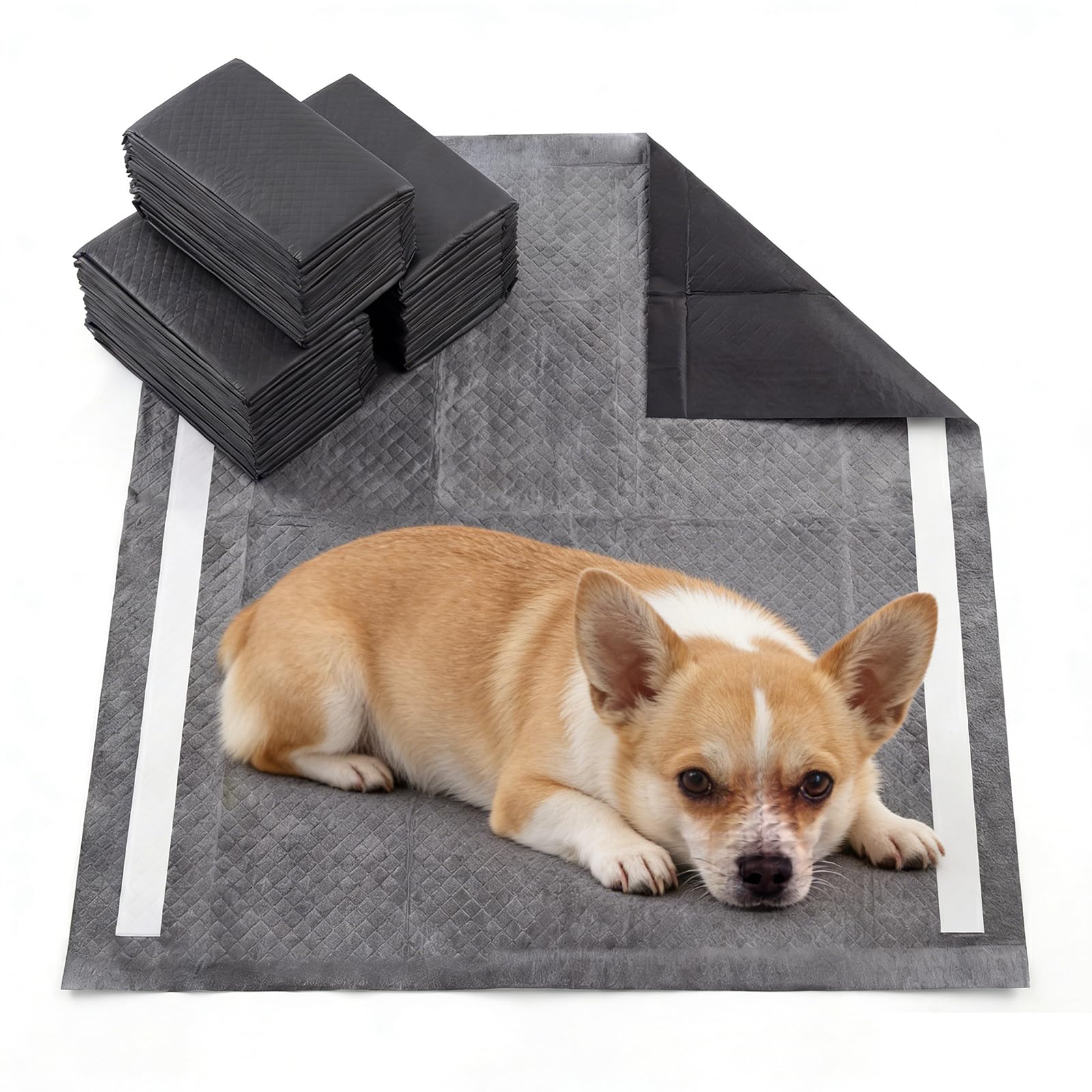 GYMAX Tappetini Igienici per Cani al Carbone, Traversine Cani per Igieniche Antiodore con 6 Strati a Prova di Perdite e Superficie ad Asciugatura Rapida per Addestramento, 150 Pezzi, 60 x 60 cm