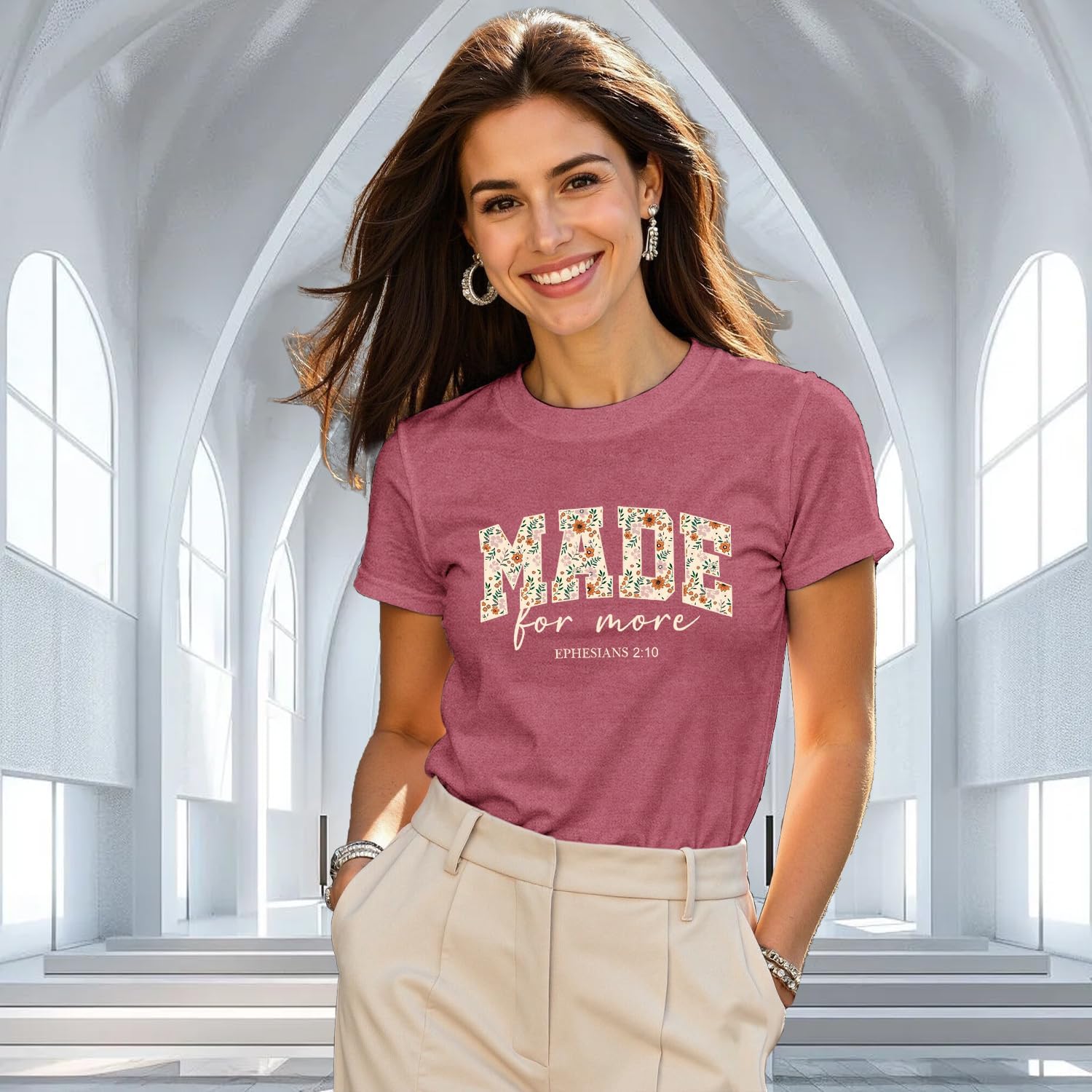 Christian Shirts for Women Made for More Ephesians 2:10 Shirt Bible Verse Top - Image 4