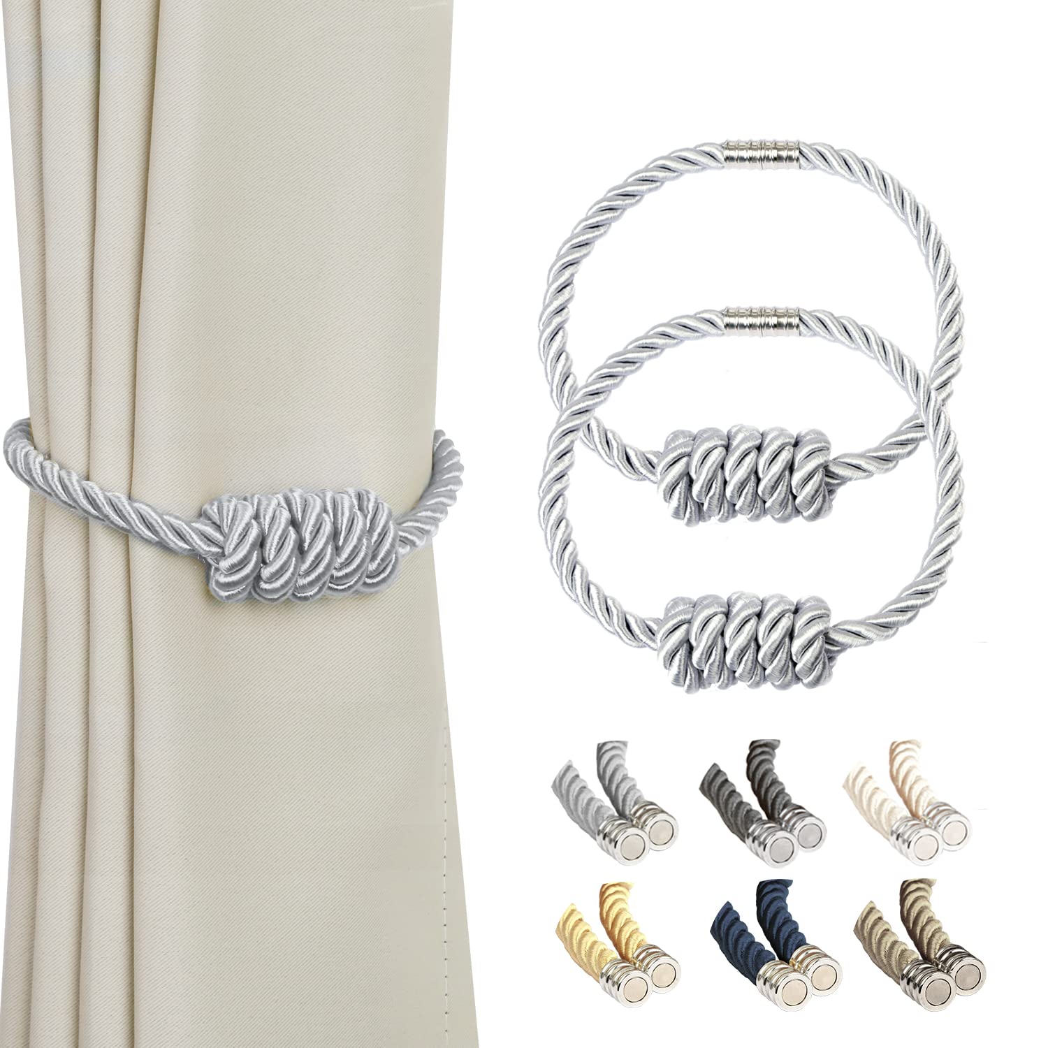 Tassel Curtain Tiebacks， Braided Curtain Tiebacks With Exquisite Knot, 2 Pack