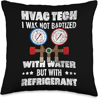 HVAC Tech I Was Baptized With Refrigerant HVAC Technician Throw Pillow