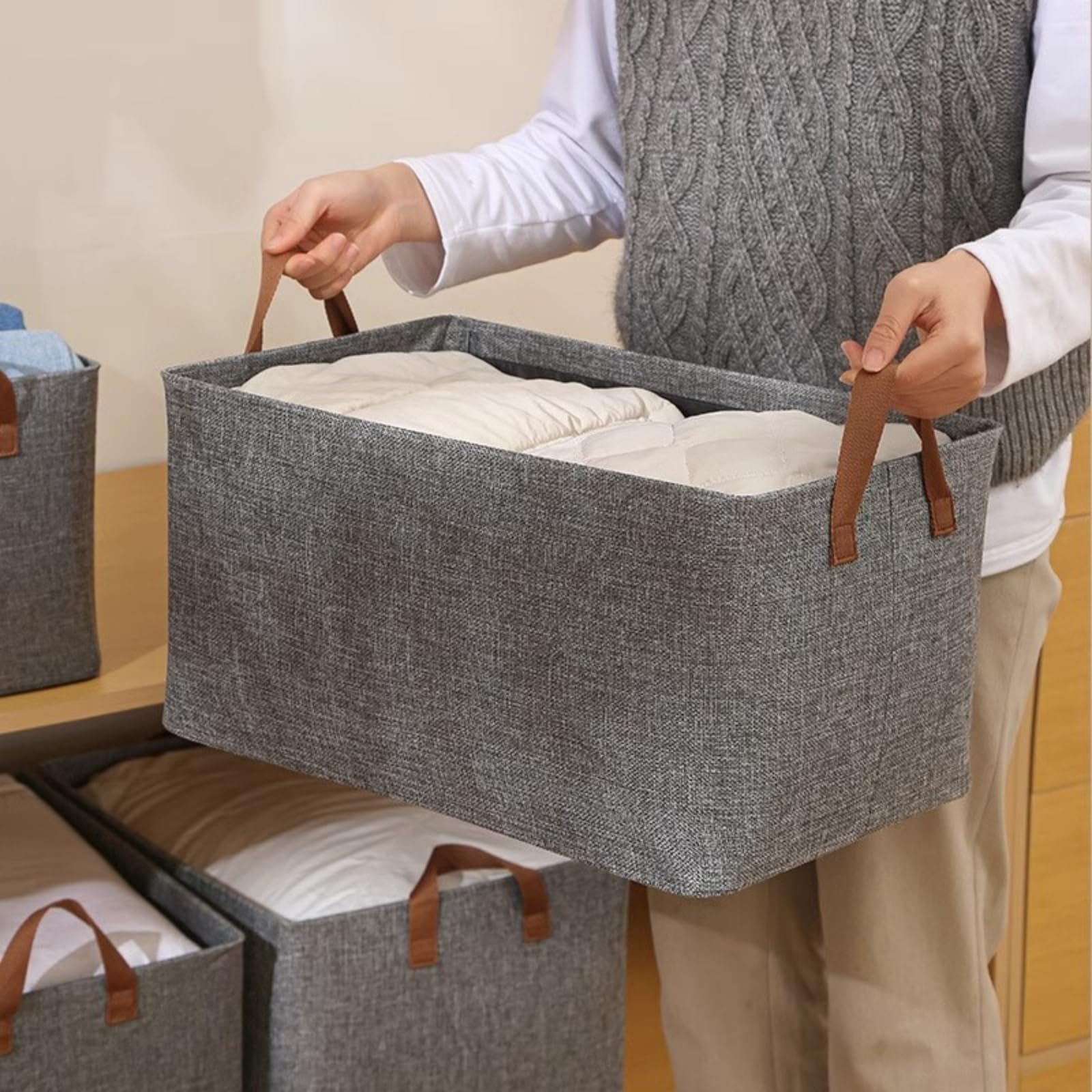 casa corner BoxyTidy - Boîte de Rangement Pliable Ultra Résistante，(30 x 46 x 20 cm), idéale pour ranger vêtements, jouets et fournitures de bureau