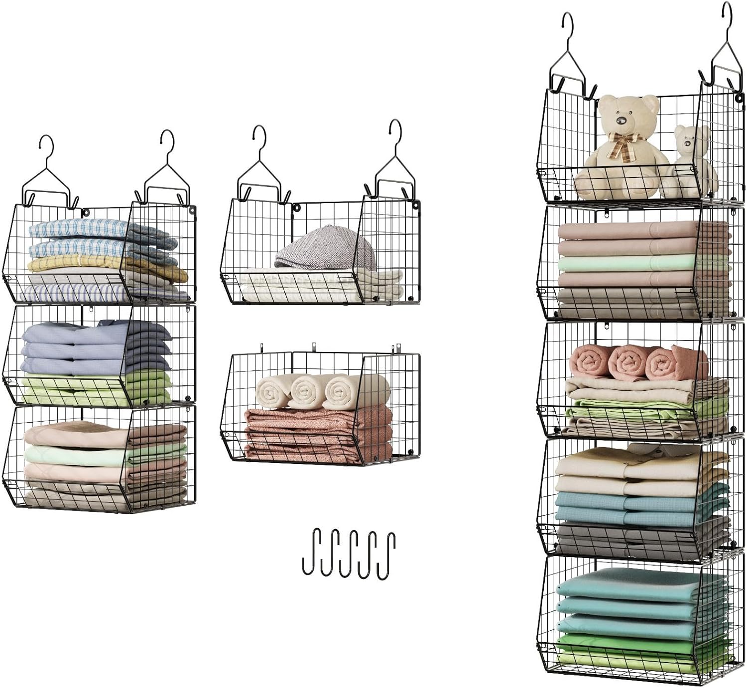 5 tier hanging organizer with hooks and storage bins