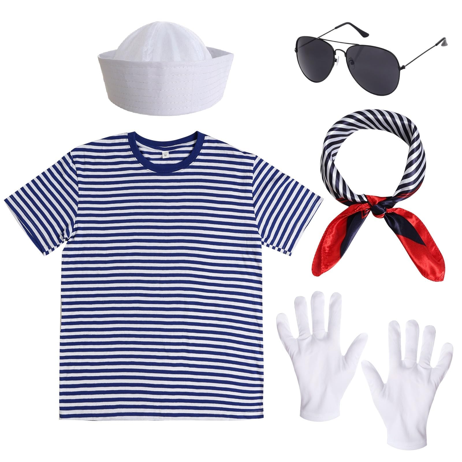 TayfremnSailor Costume for Men Women Sailor Accessories Halloween Outfit Captain Costume for Party Adults