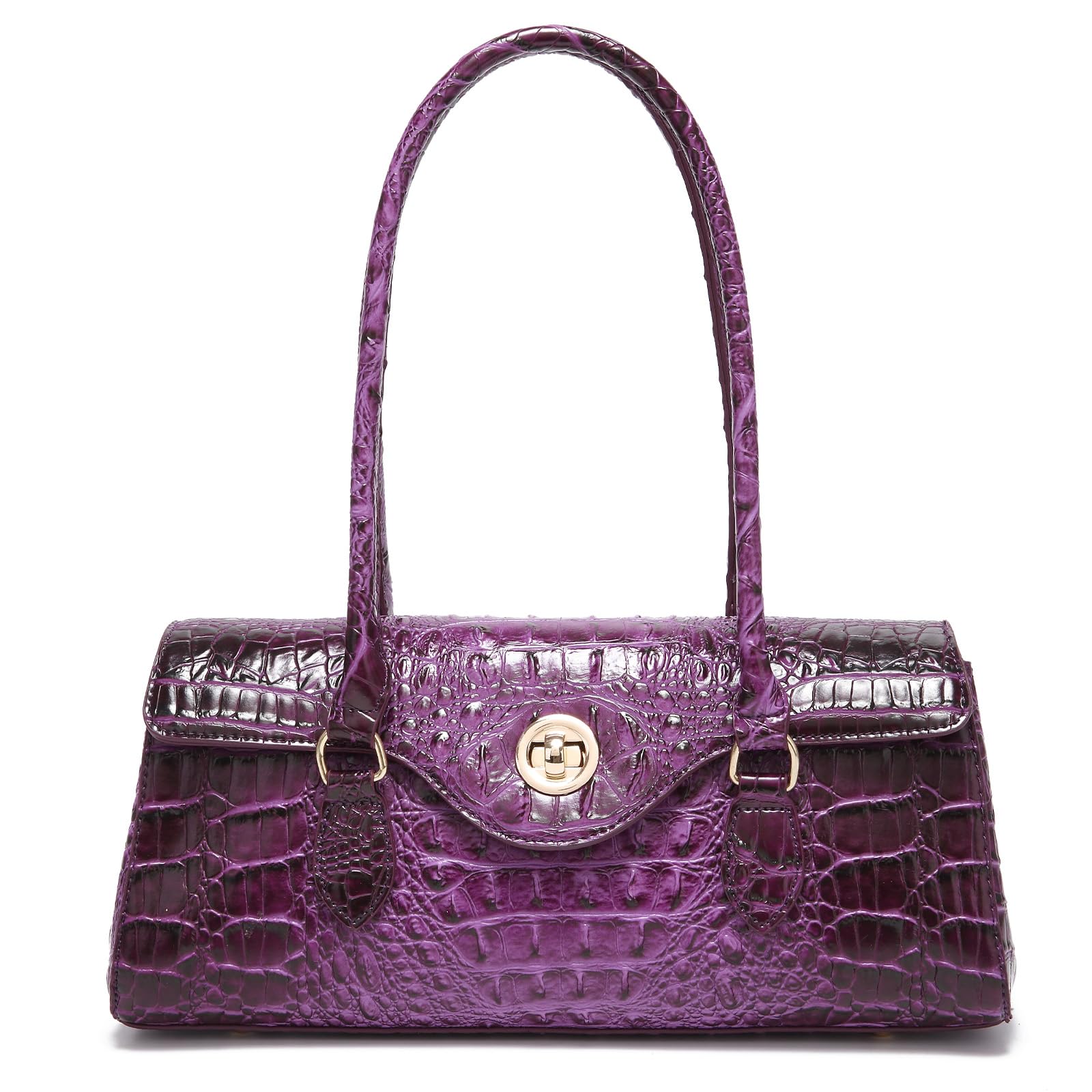 Makcr Joacbv Bolso de mano de piel con patrón de cocodrilo para mujer, bolso de mano de gran valor para mujer