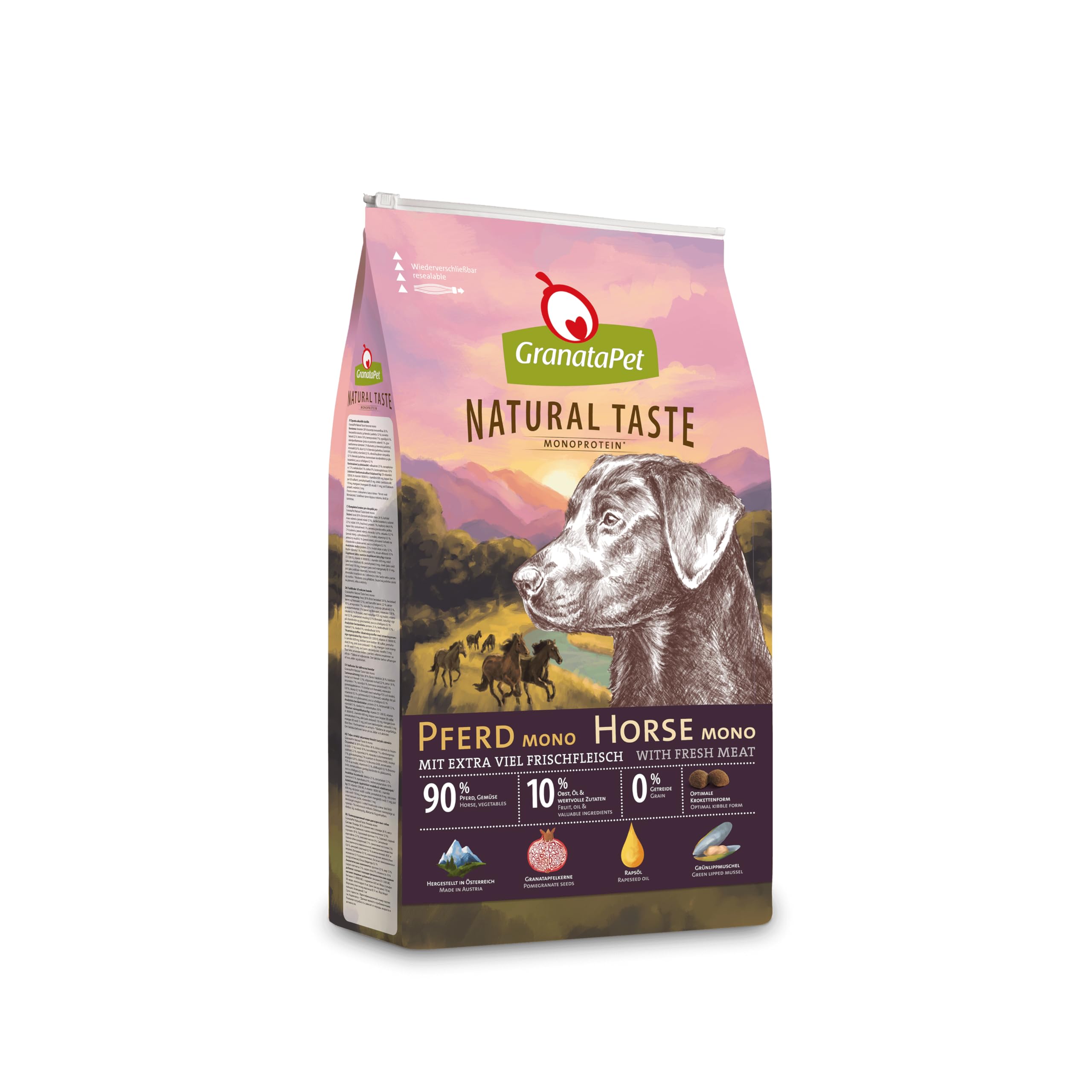 GranataPet Natural Taste Cavallo Mono, cibo secco monoproteico, senza cereali e senza zuccheri additivi, 12 kg
