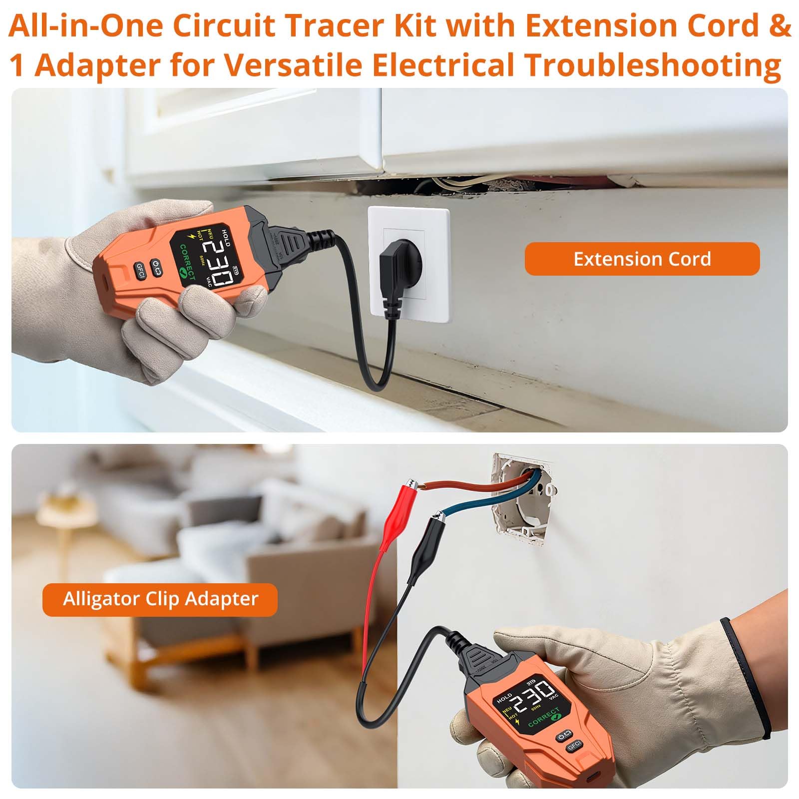 Proster Localizador de Circuitos Eléctricos Kit de Comprobador de Circuito Eléctrico con Función de Probador de Enchufe,Prueba NCV,Linterna para Detección de Fallos Eléctricos en Hogar Oficina Fábrica