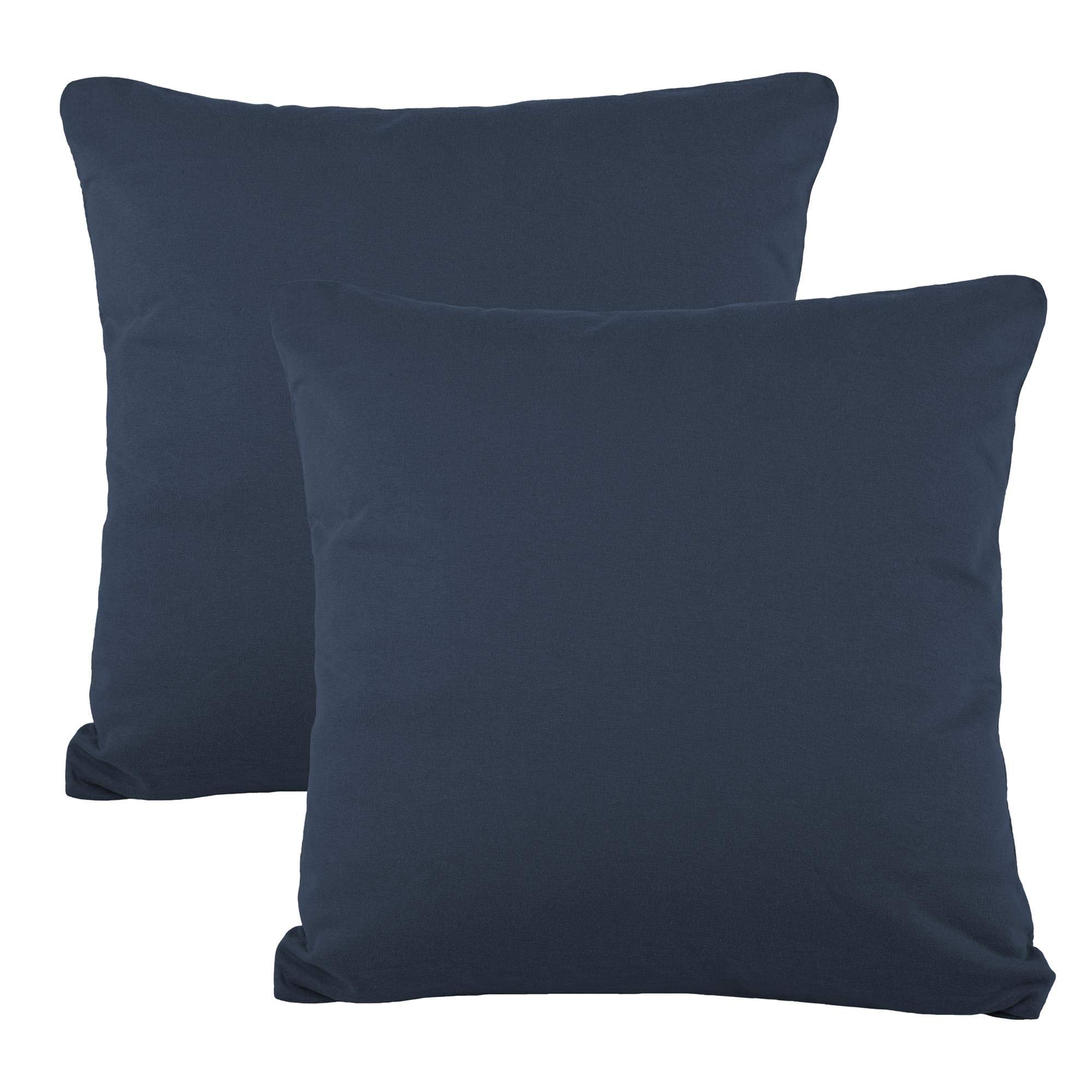 CelinaTex BeNature Kissenbezug Doppelpack 40 x 40 cm dunkel blau Baumwolle Dekokissen Bezug Jersey