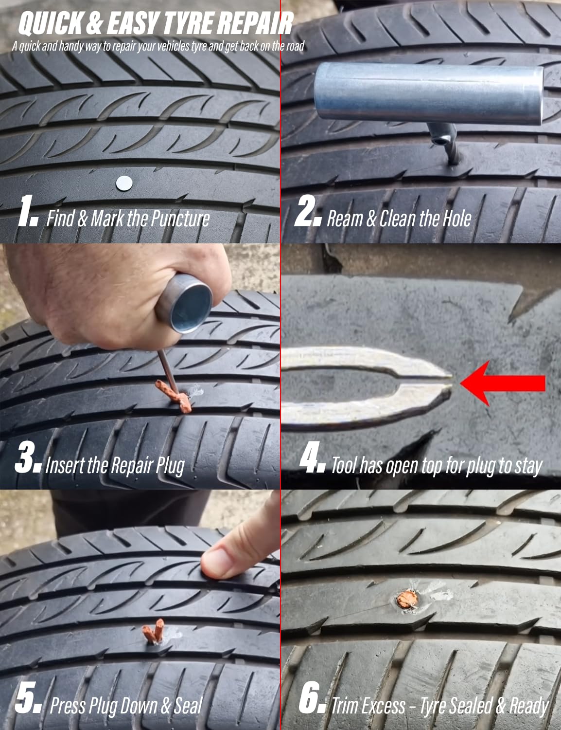 5X Car Motorcycle Tyre Tubeless Seal Strip Plug Tire Puncture Repair