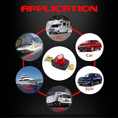 Miniatura 8 de Ampper Interruptor de desconexión de batería de poste superior 12V - 48V, interruptor de desconexión de batería marina, corte de energía, apagado