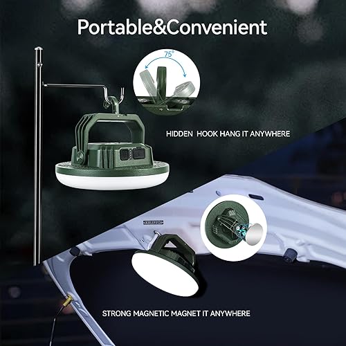 Miniatura 4 de VAVOFO Linterna de camping LED recargable de 42 W 4000 lúmenes, banco de energía de 10,000 mAh, 3 modos de iluminación, linterna impermeable IP65,