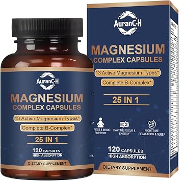 25-in-1 Magnesium Complex with Methylated B Complex Magnesium Glycinate Citrate Malate Taurate Gluconate Aspartate Carbonate D3 K2, Magnesium Complex Supplement for Relaxation Energy & Nerve
