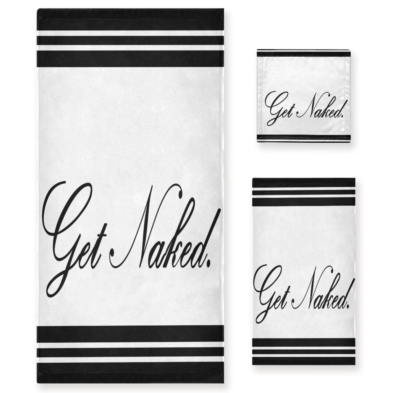 KENADVI Funny Quotes Get Naked Bath Towels Set ...