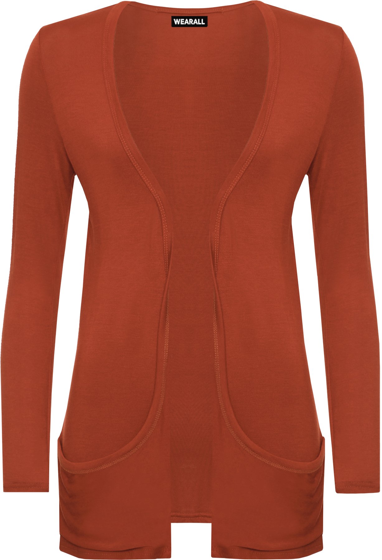 WearAll Ladies Long Sleeve Boyfriend Cardigan Womens Top Rust 24-26