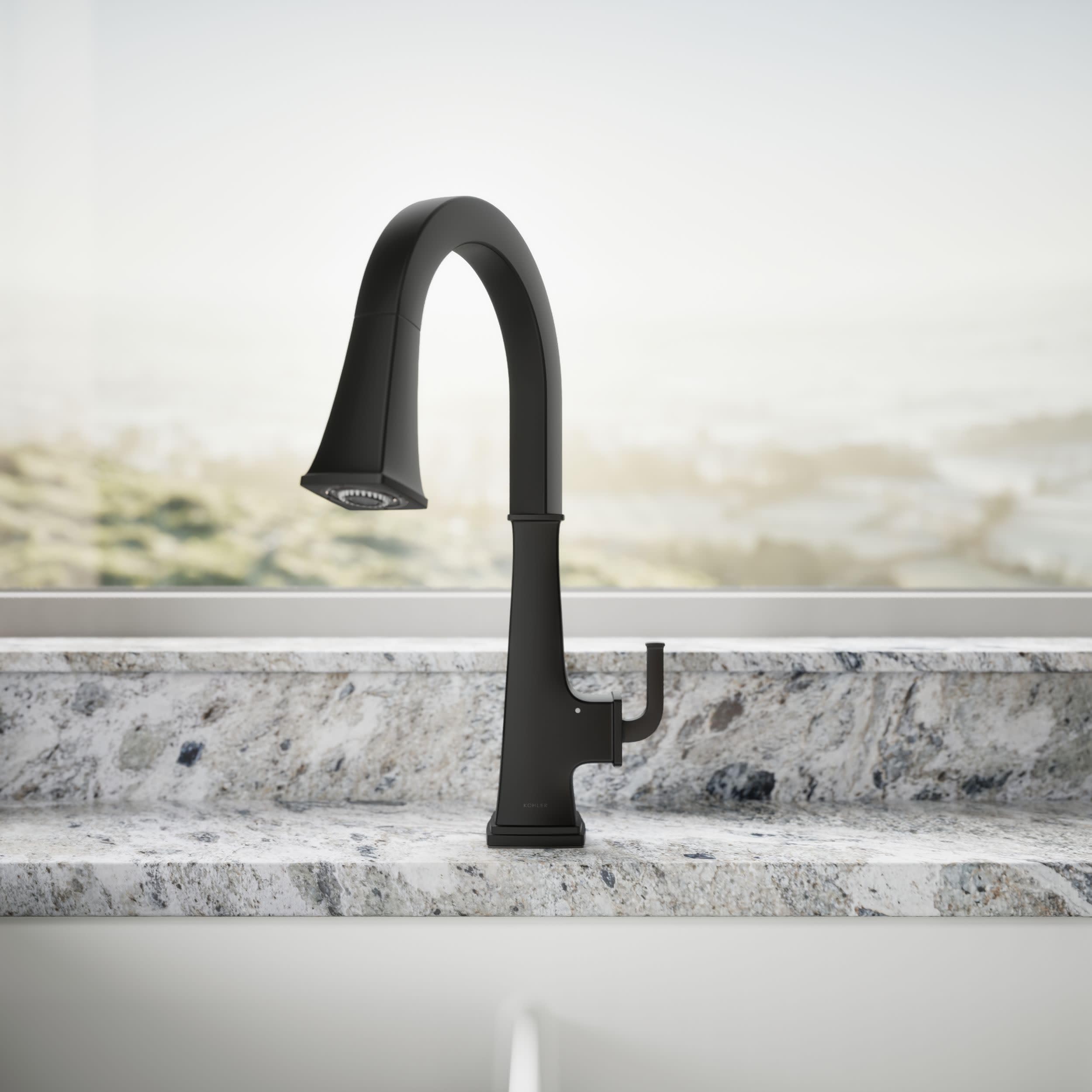 Kohler 23832-BL Riff Grifo para Fregadero de Cocina con Agua, Color Negro Mate