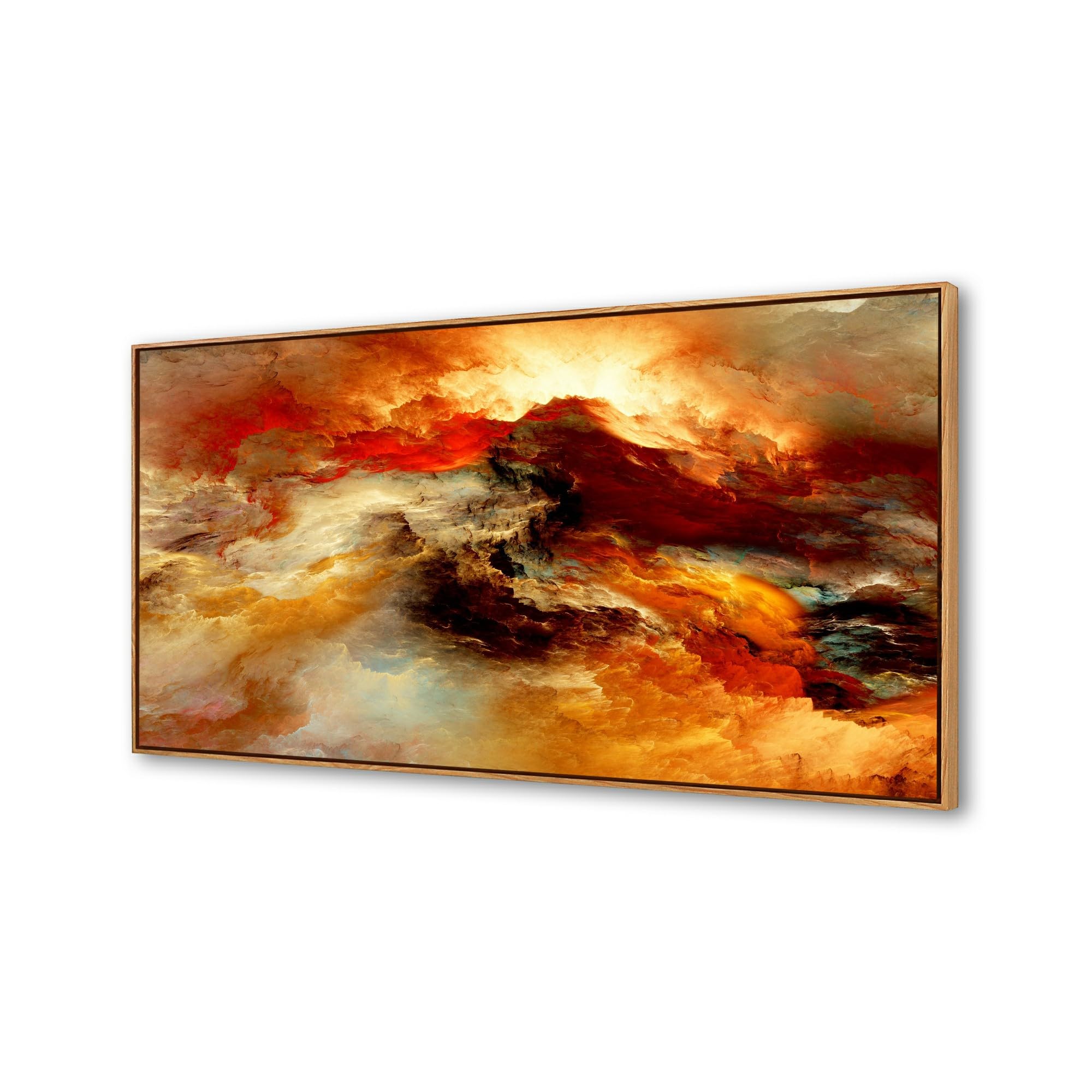 YYYYHPP WKYP0275 Abstract Wall Art Orange Flow Canvas Wall Art Wood Framed Canvas Prints Painting Pictures Ready to Hang for Living Room Bedroom