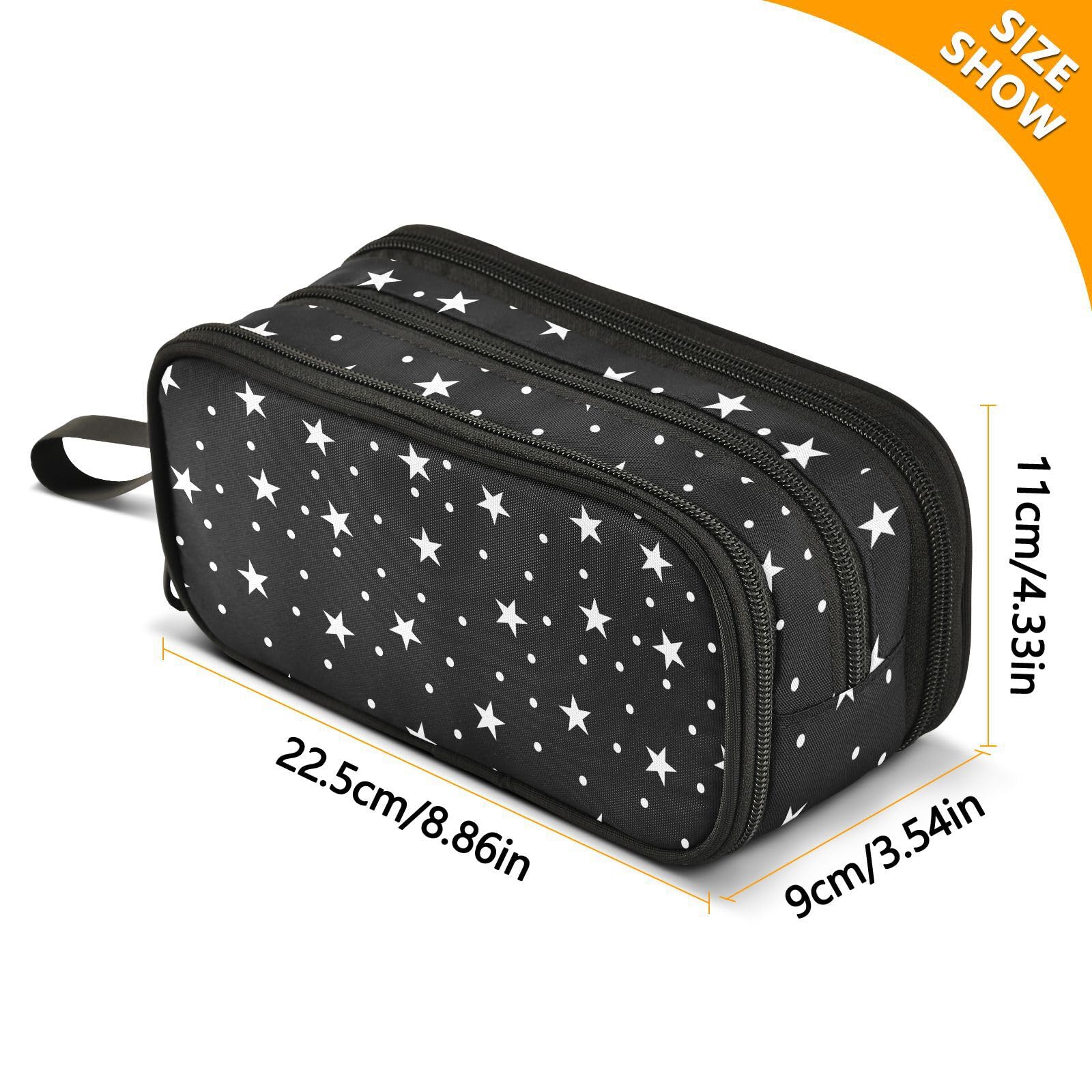 Amazon.com: ALAZA Star Polka Dots Black Pencil Case Large