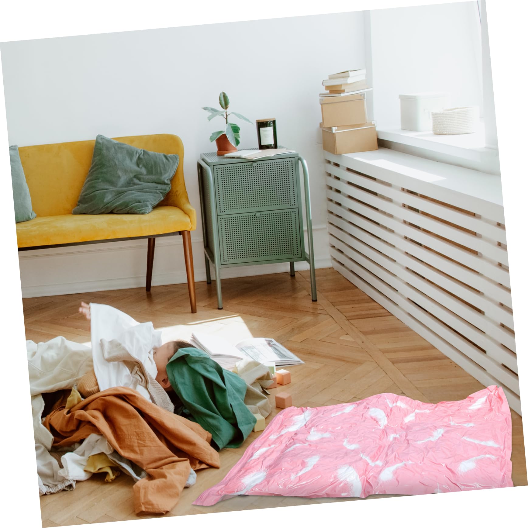 Ciieeo Bolsa de Compresión al Vacío para Edredones y Ropa de Cama Color Rosa, Plegable y Fácil de Transportar, Material Pa Pe Adecuado para Organizar el Hogar