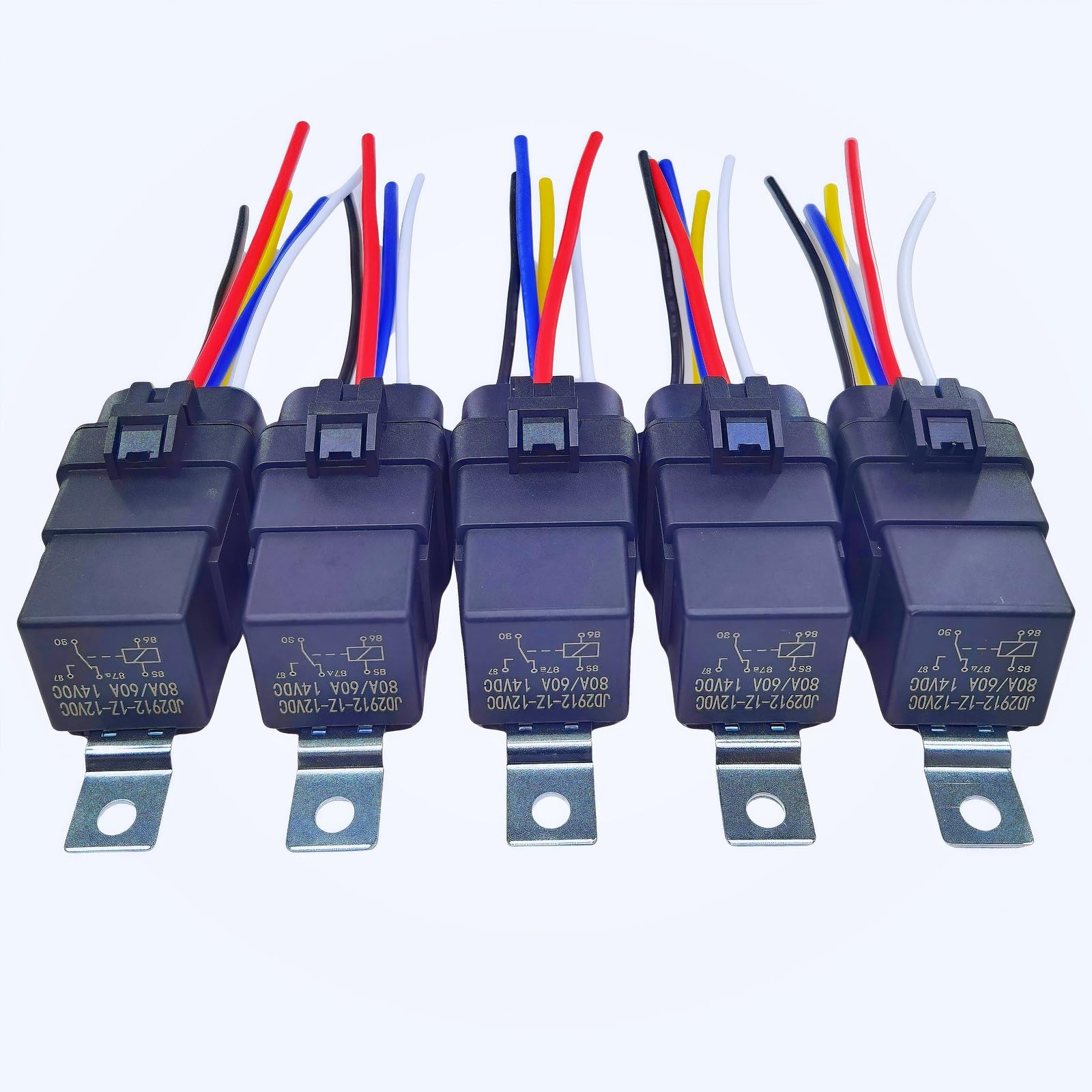 Losauto 80/60 Ampere 12 Volt DC Automotive Relay, with Wiring Harness 5-pin Connector, Heavy-Duty 12/16AWG hot-dip Galvanized Copper Wire, 5-pin SPDT