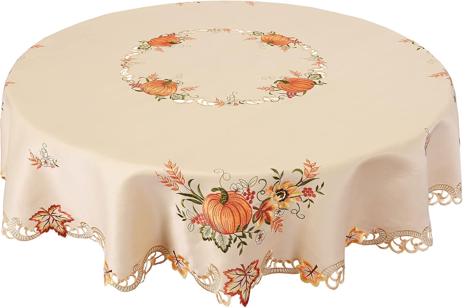 Simhomsen 刺繍入り 秋 秋 収穫 カボチャ テーブルクロス 感謝祭用
