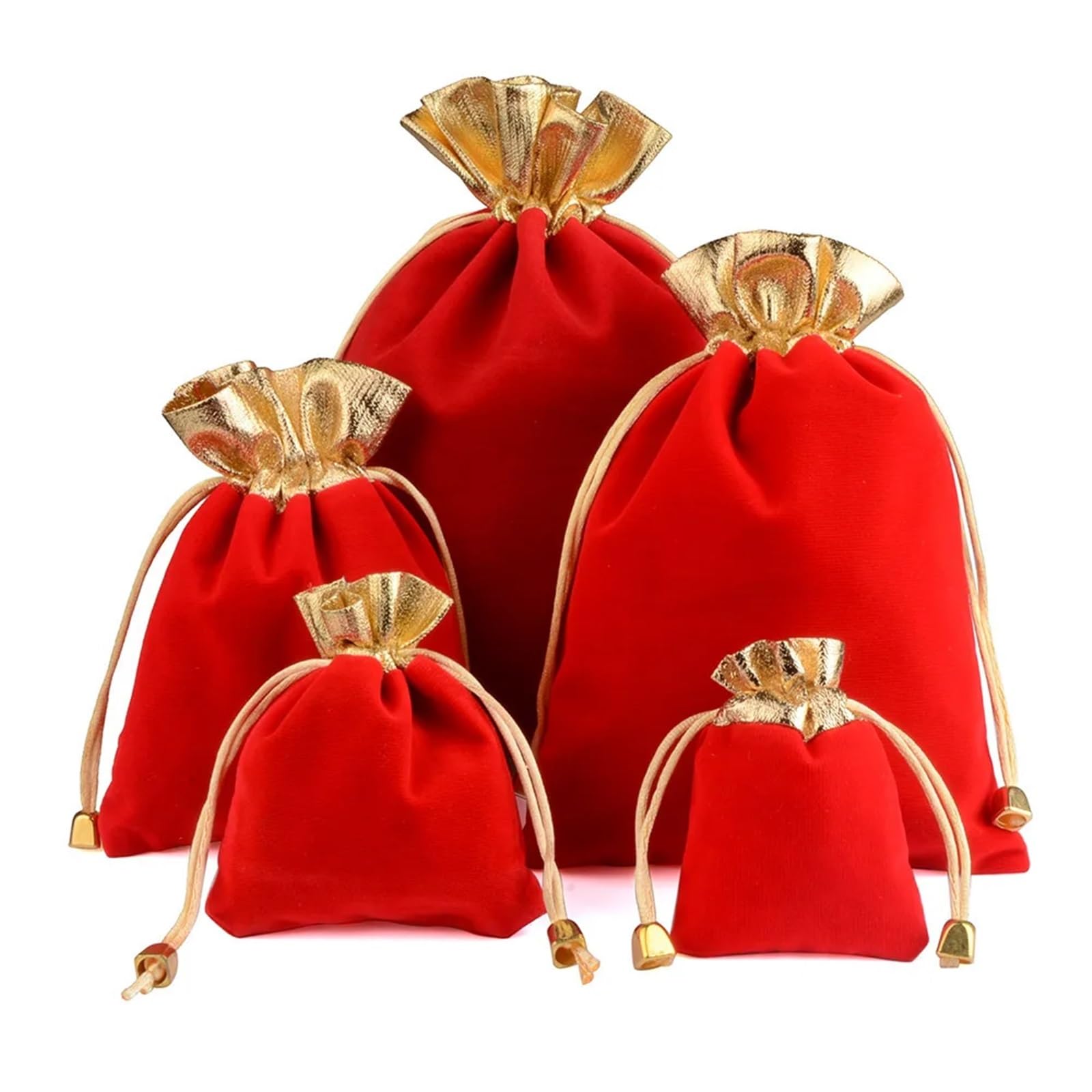 Geschenkbeutel 25 Stück Samtbeutel mit Kordelzug in goldener Farbe, 7 x 9, 9 x 12, 12 x 16 cm, for Weihnachten, Hochzeit, Schmuck, Verpackung(Mixed,12X16CM_25PCS)