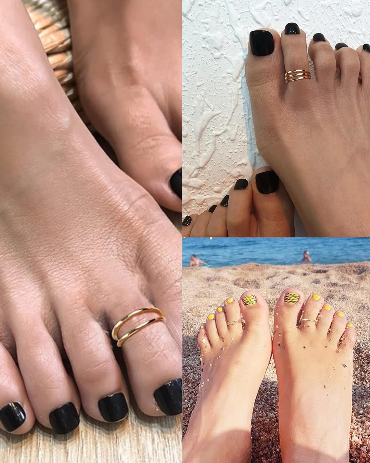 Anillos para Pies Llenos de Oro de Mujer Ajustables con Flores