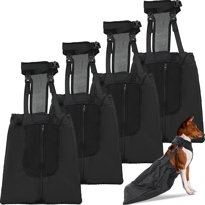 4 Pcs Dog Drag Bags for Paralyzed Rear Legs Adjustable Disabled Pets Drag Bag Breathable Pet Injuries Protection Bag Outdoor Indoor Dog Wheelchair Alternative Protects Chest Limb (Large)