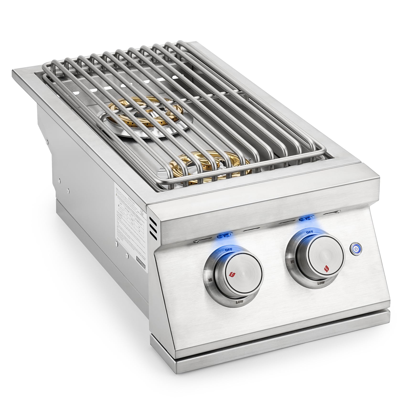 Hygrill - Quemador de propano líquido de doble cara de 24,000 BTU, quemador lateral doble integrado para cocina al aire libre, parrilla isla de barbacoa al aire libre
